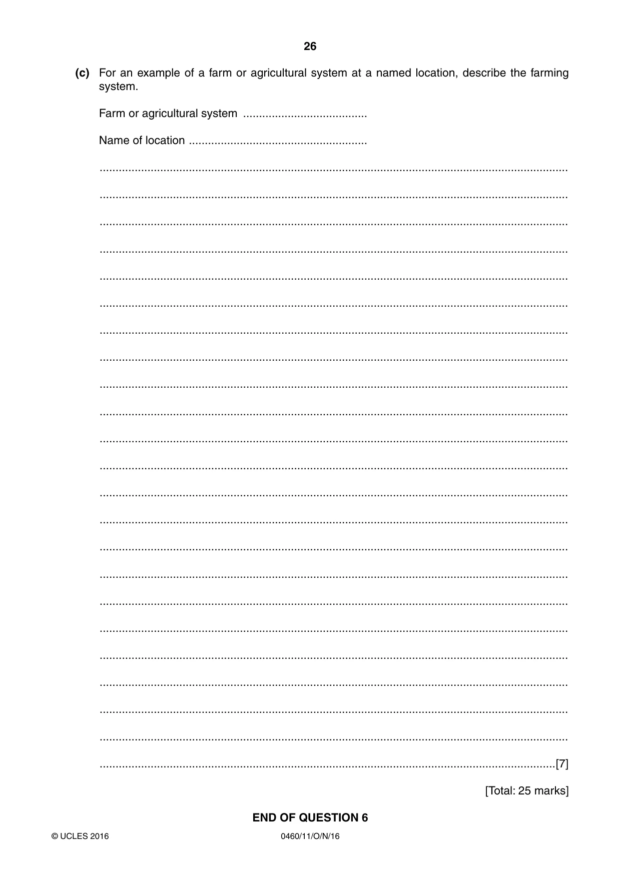 Cambridge IGCSE Geography 0460 2016 Oct/Nov Paper 1 · Variant 1 question paper, page 26 of 28