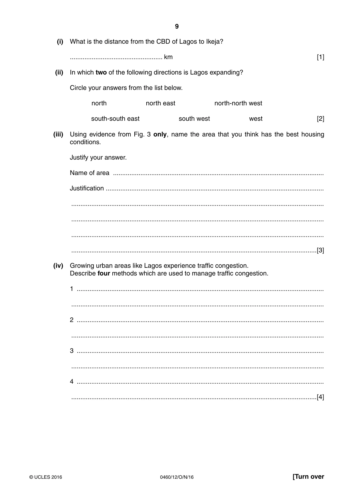 Cambridge IGCSE Geography 0460 2016 Oct/Nov Paper 1 · Variant 2 question paper, page 9 of 36