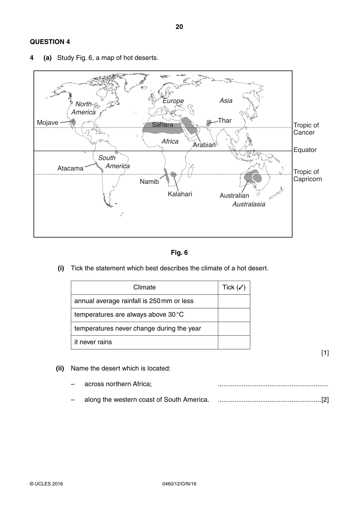 Cambridge IGCSE Geography 0460 2016 Oct/Nov Paper 1 · Variant 2 question paper, page 20 of 36