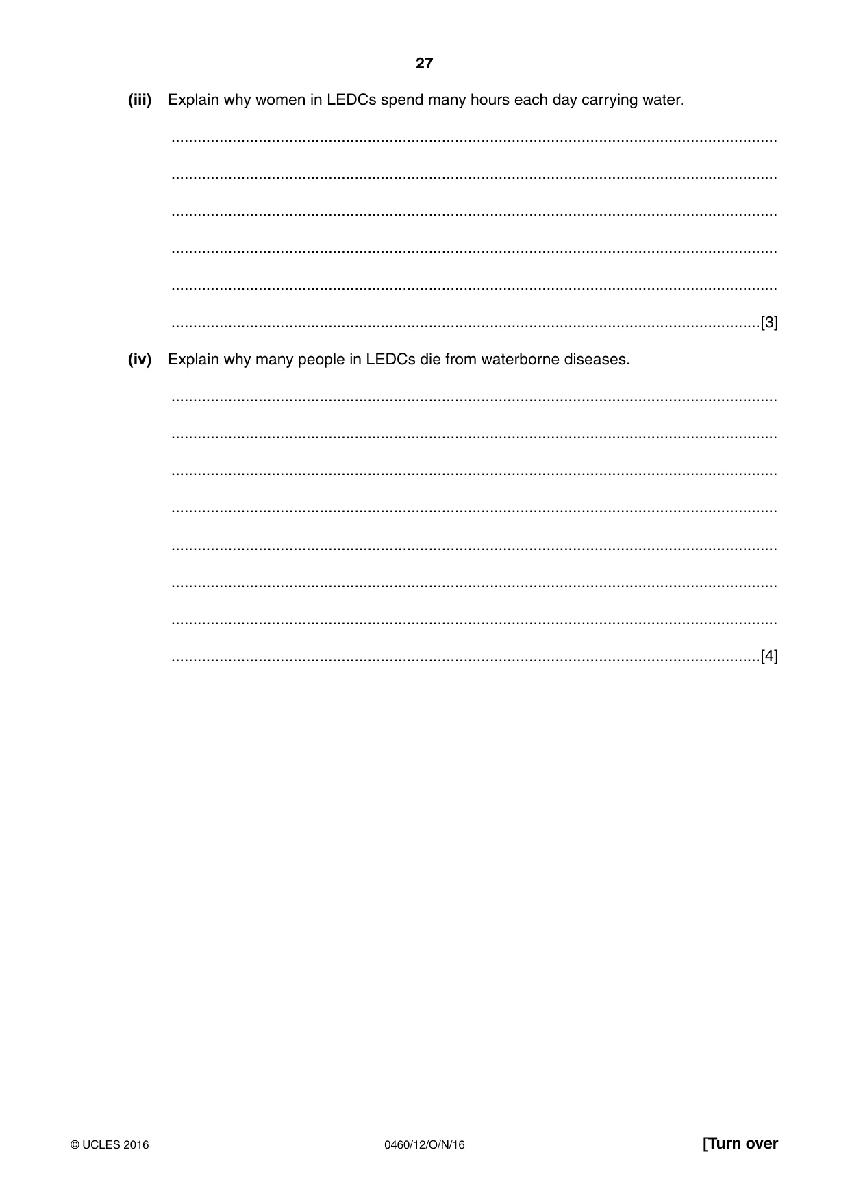 Cambridge IGCSE Geography 0460 2016 Oct/Nov Paper 1 · Variant 2 question paper, page 27 of 36
