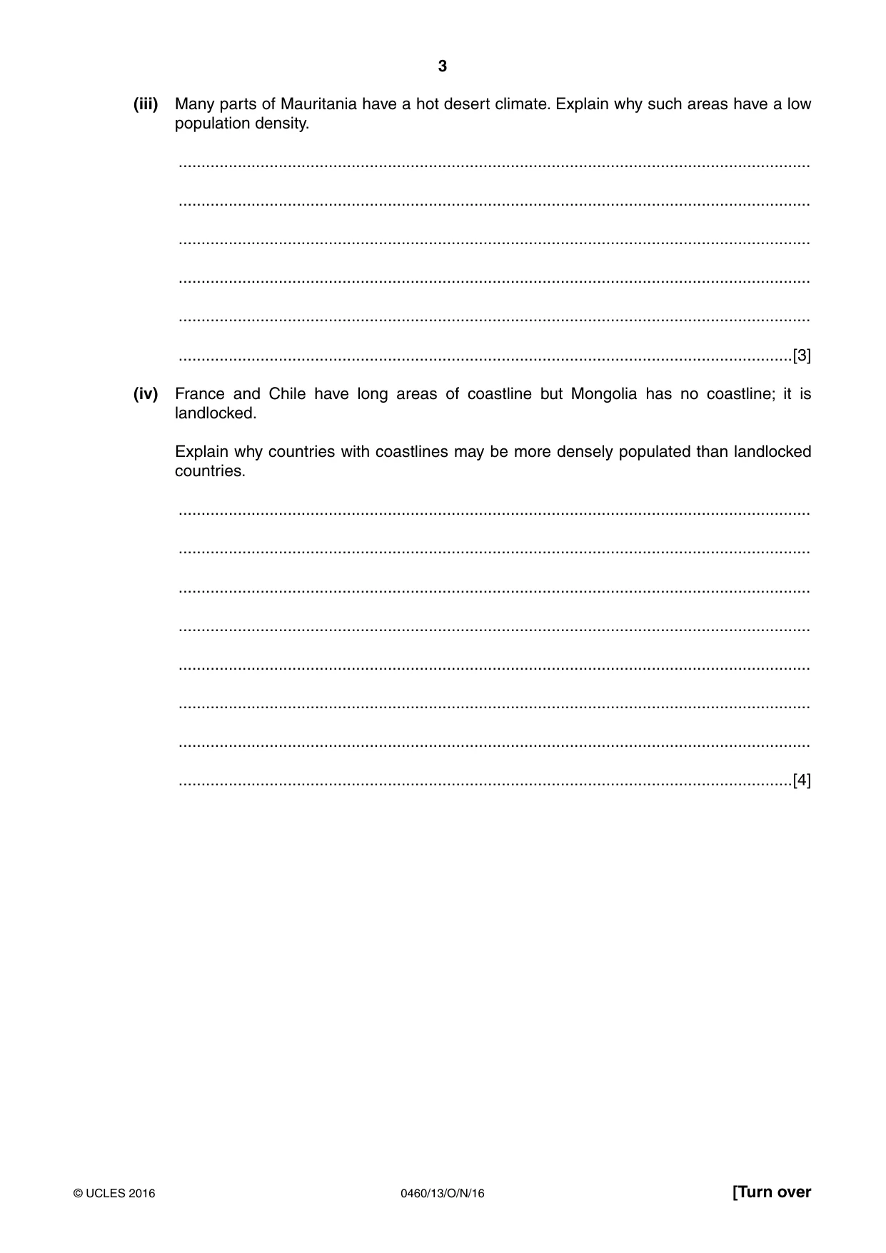 Cambridge IGCSE Geography 0460 2016 Oct/Nov Paper 1 · Variant 3 question paper, page 3 of 32