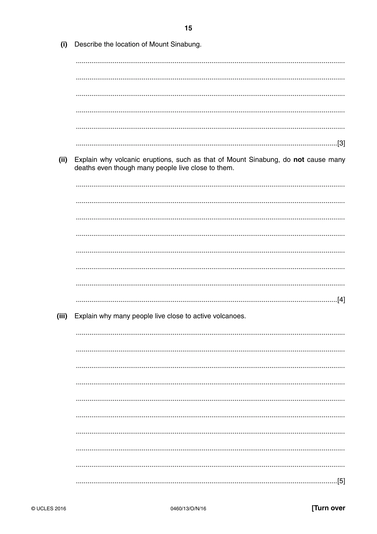 Cambridge IGCSE Geography 0460 2016 Oct/Nov Paper 1 · Variant 3 question paper, page 15 of 32