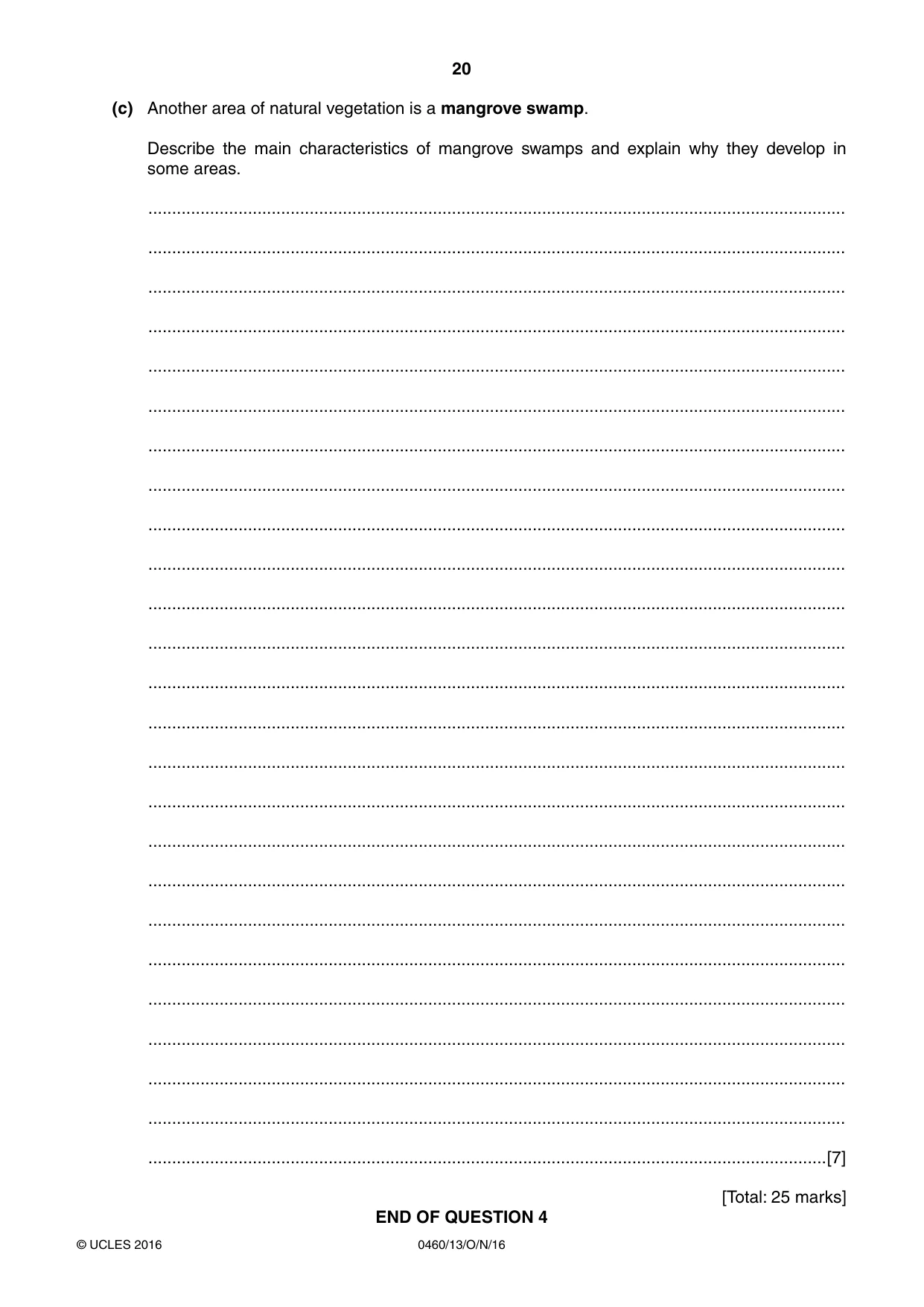 Cambridge IGCSE Geography 0460 2016 Oct/Nov Paper 1 · Variant 3 question paper, page 20 of 32