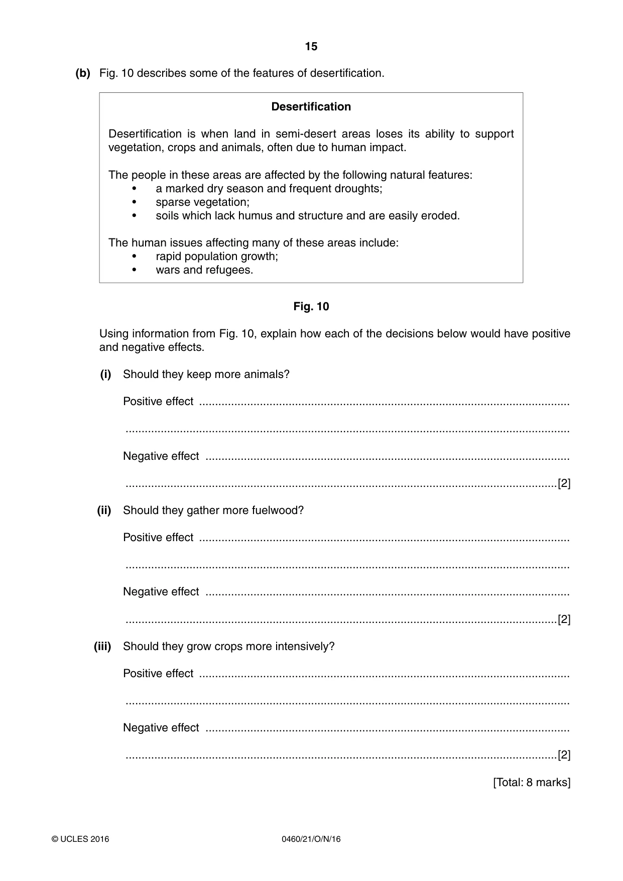 Cambridge IGCSE Geography 0460 2016 Oct/Nov Paper 2 · Variant 1 question paper, page 15 of 20
