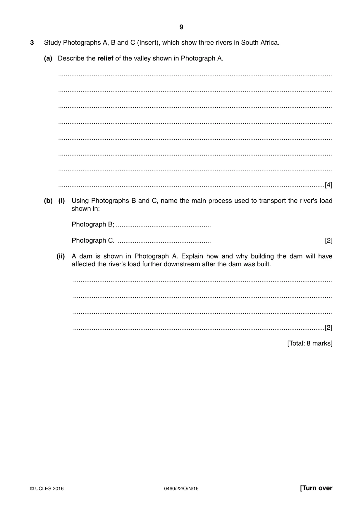 Cambridge IGCSE Geography 0460 2016 Oct/Nov Paper 2 · Variant 2 question paper, page 9 of 20