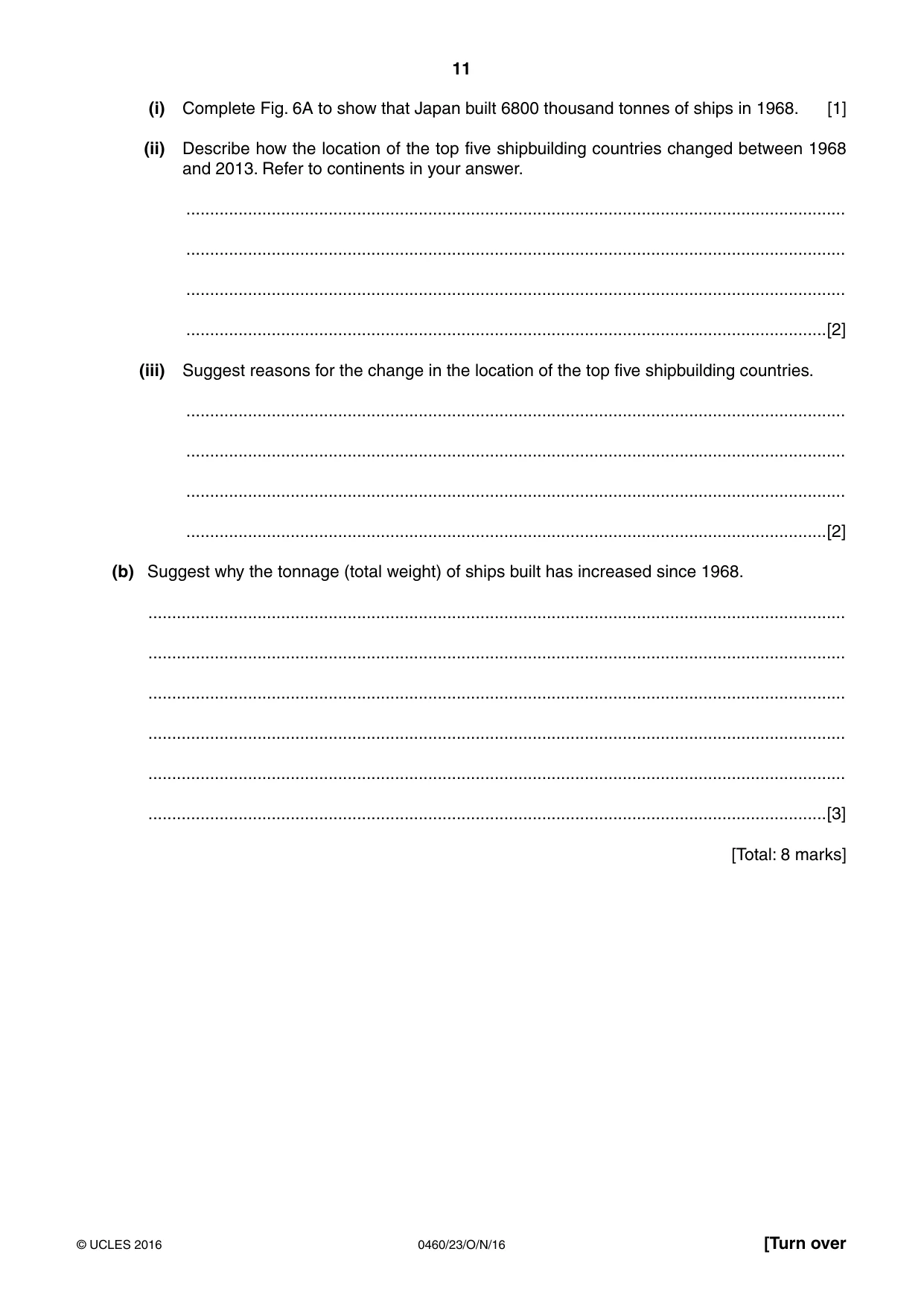 Cambridge IGCSE Geography 0460 2016 Oct/Nov Paper 2 · Variant 3 question paper, page 11 of 16