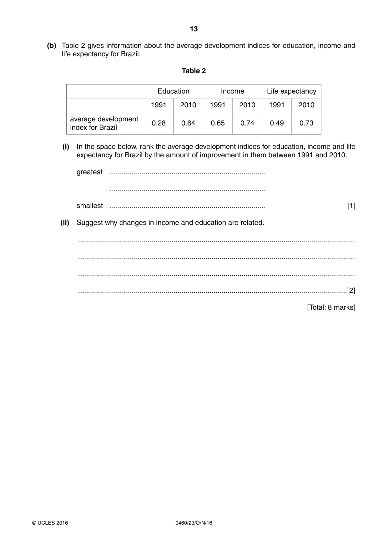 Cambridge IGCSE Geography 0460 2016 Oct/Nov Paper 2 · Variant 3 question paper, page 13 of 16