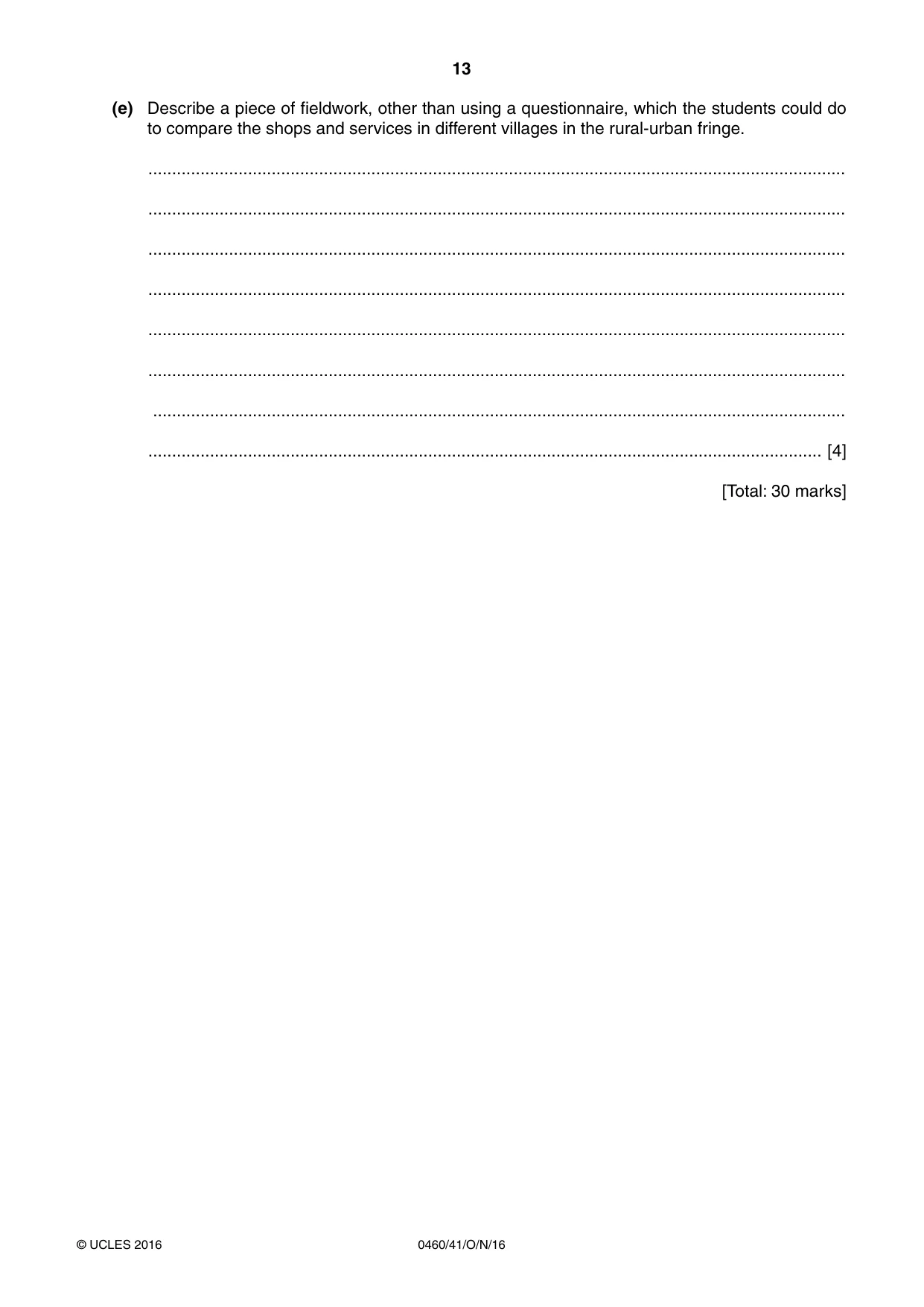 Cambridge IGCSE Geography 0460 2016 Oct/Nov Paper 4 · Variant 1 question paper, page 13 of 16