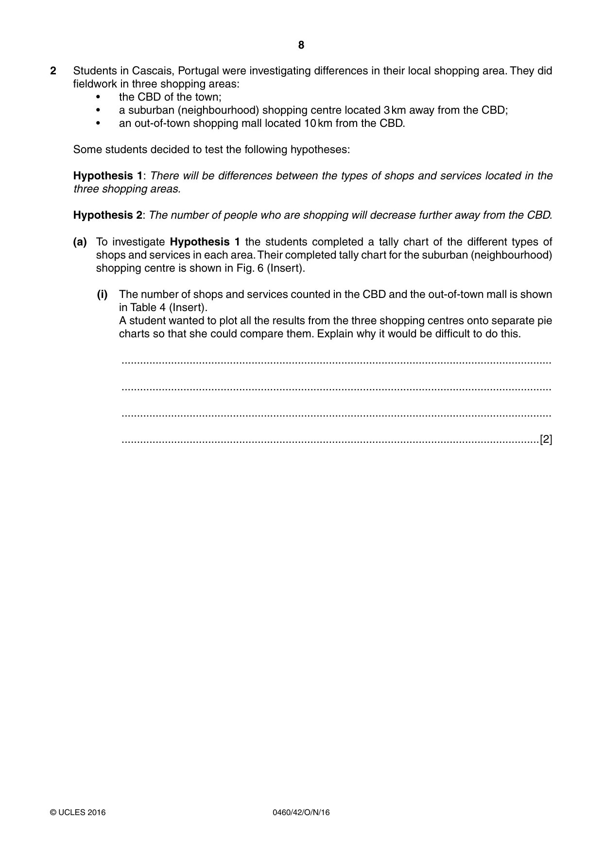 Cambridge IGCSE Geography 0460 2016 Oct/Nov Paper 4 · Variant 2 question paper, page 8 of 20