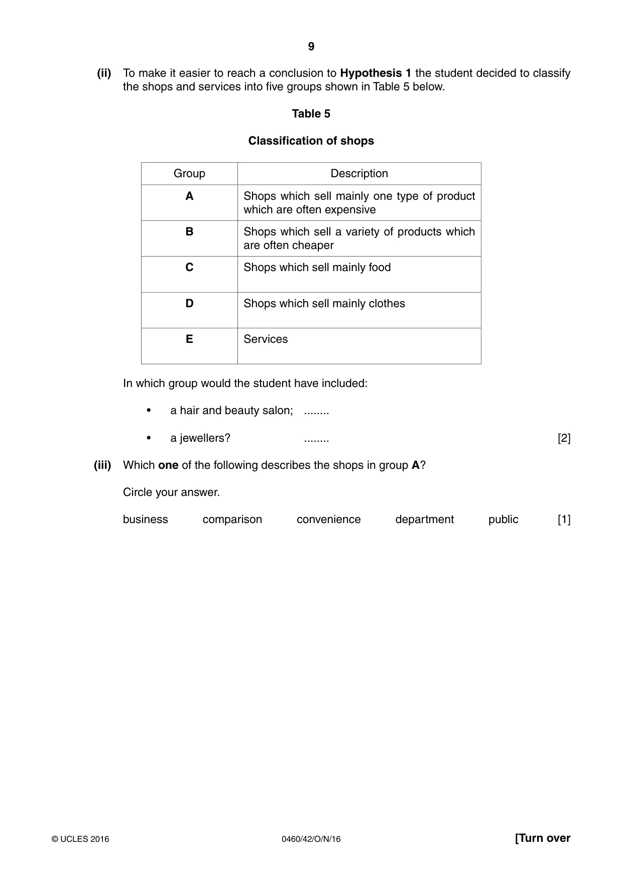 Cambridge IGCSE Geography 0460 2016 Oct/Nov Paper 4 · Variant 2 question paper, page 9 of 20