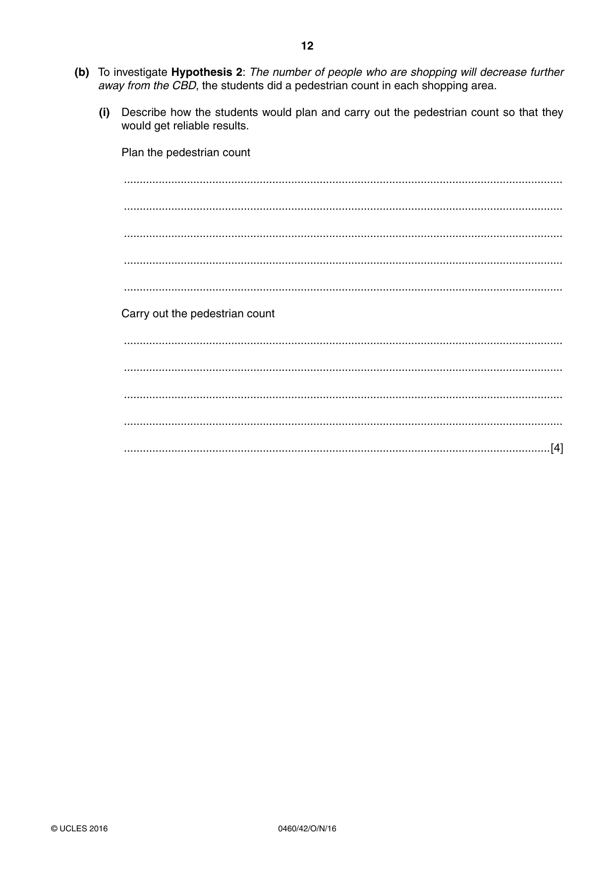 Cambridge IGCSE Geography 0460 2016 Oct/Nov Paper 4 · Variant 2 question paper, page 12 of 20