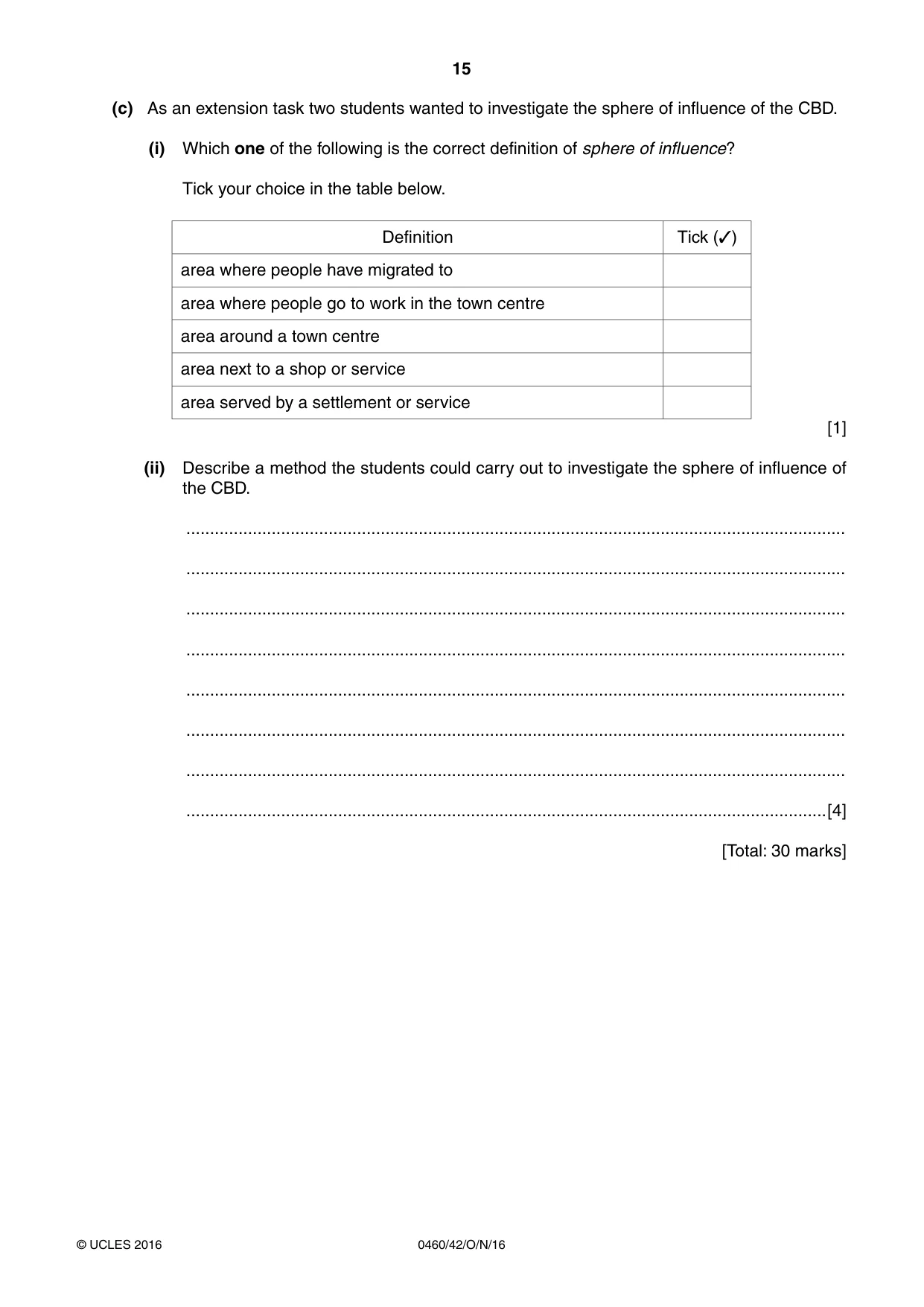 Cambridge IGCSE Geography 0460 2016 Oct/Nov Paper 4 · Variant 2 question paper, page 15 of 20