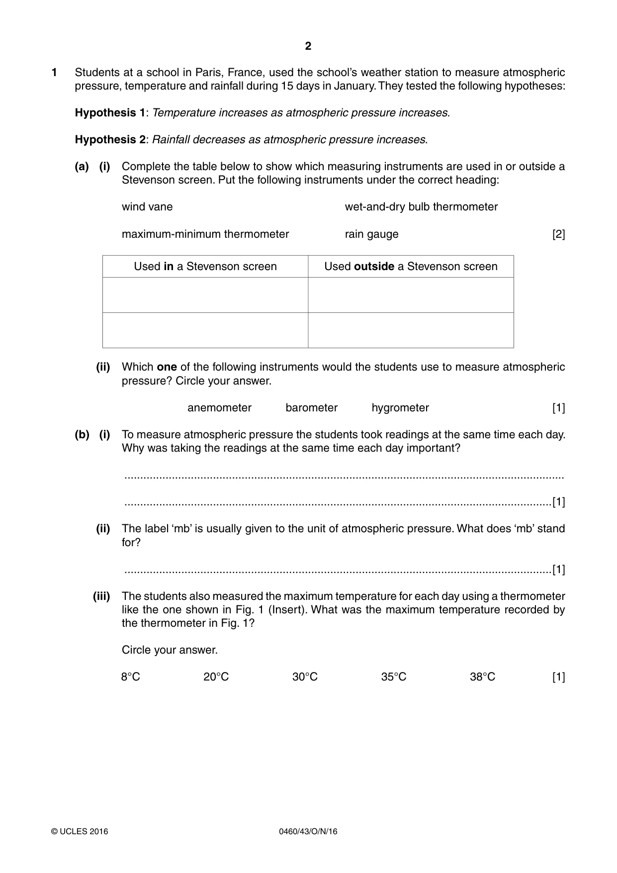 Cambridge IGCSE Geography 0460 2016 Oct/Nov Paper 4 · Variant 3 question paper, page 2 of 16