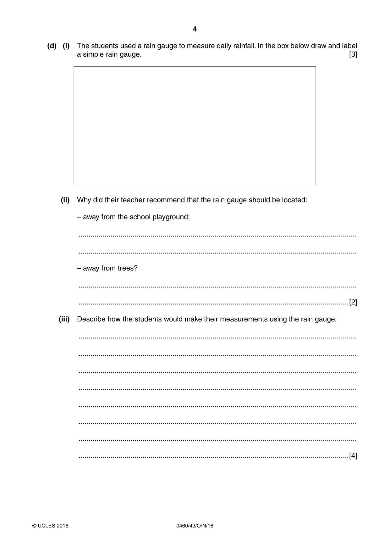 Cambridge IGCSE Geography 0460 2016 Oct/Nov Paper 4 · Variant 3 question paper, page 4 of 16