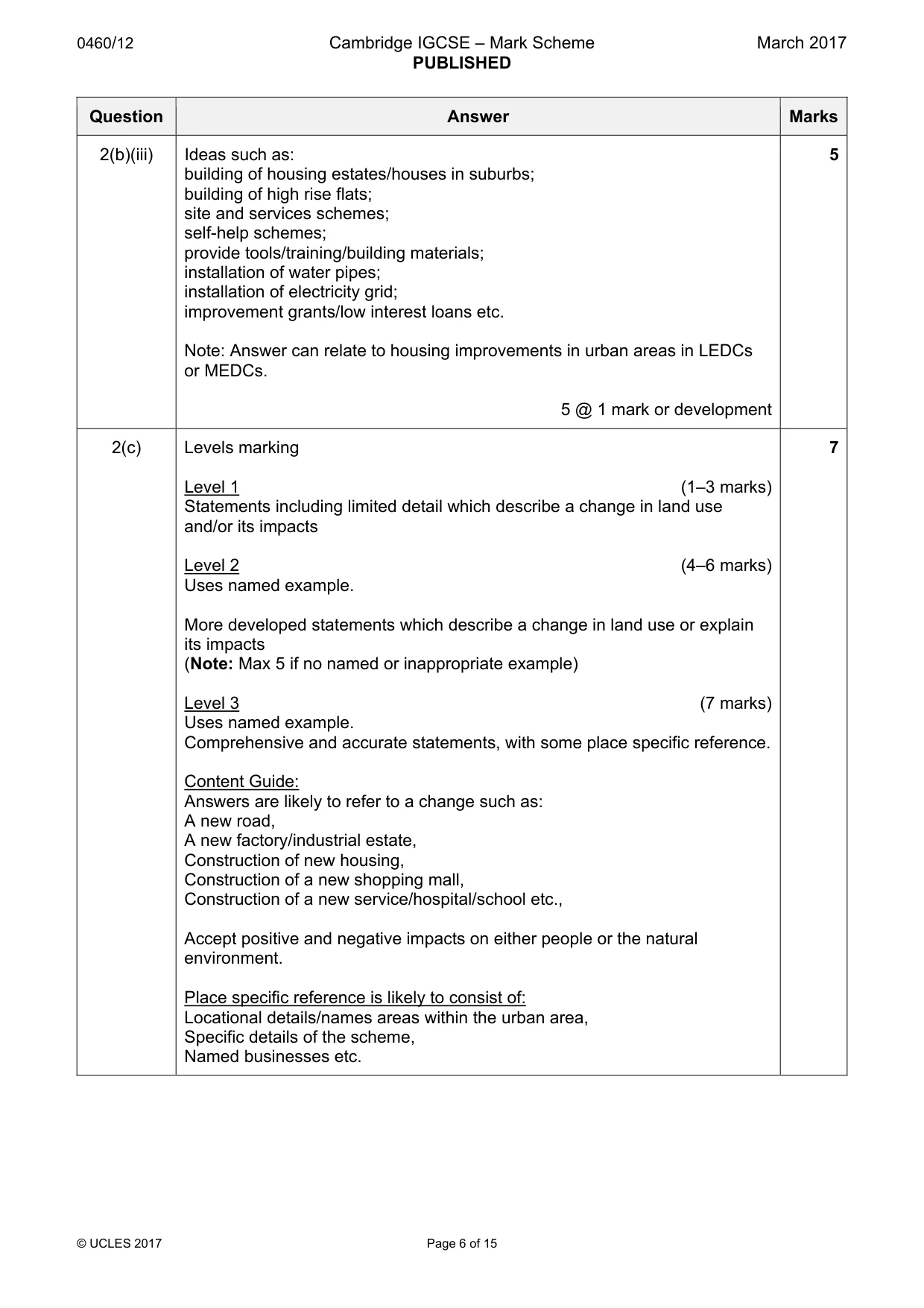 Mark scheme, page 6 of 15