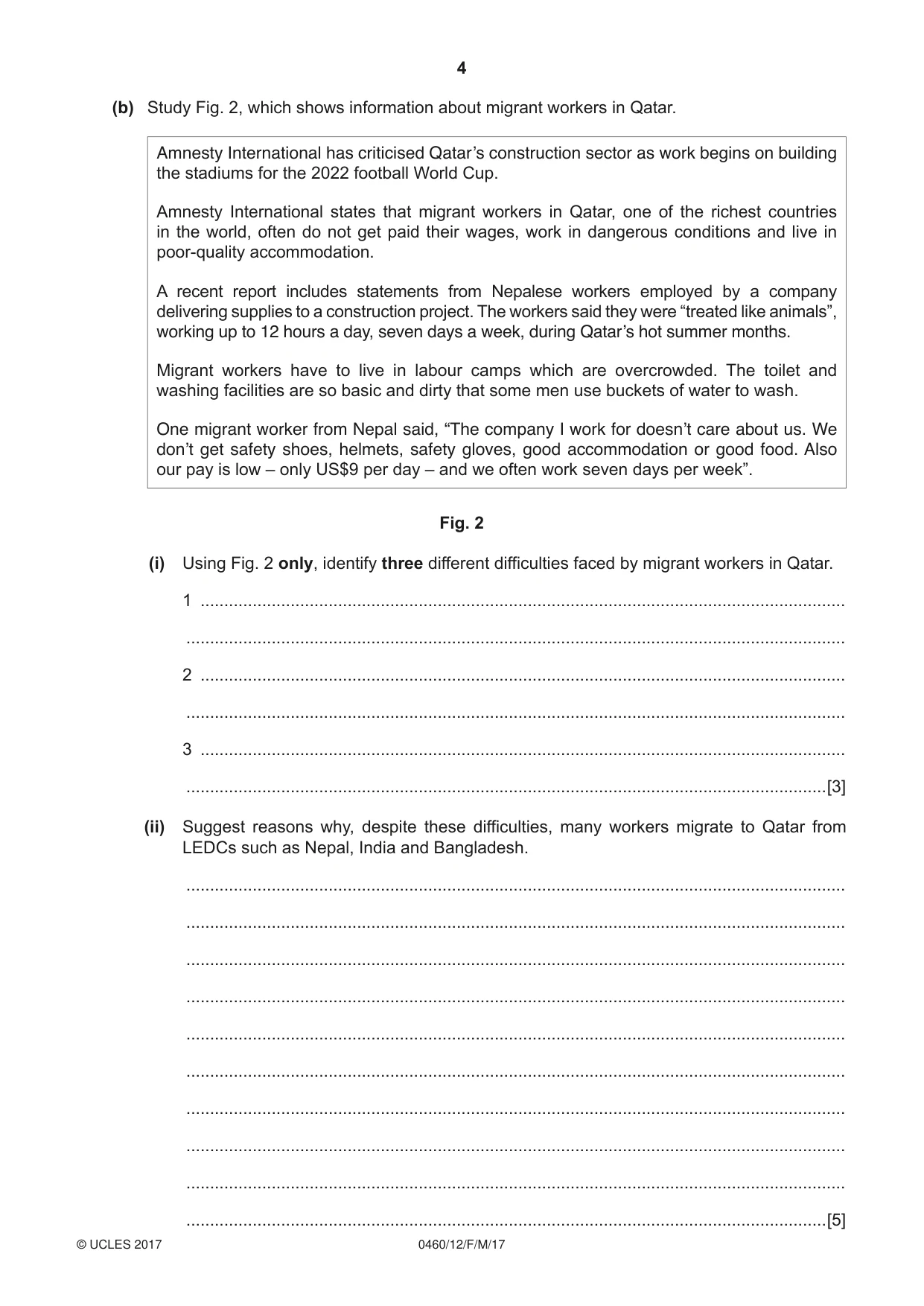Cambridge IGCSE Geography 0460 2017 Feb/March Paper 1 · Variant 2 question paper, page 4 of 28