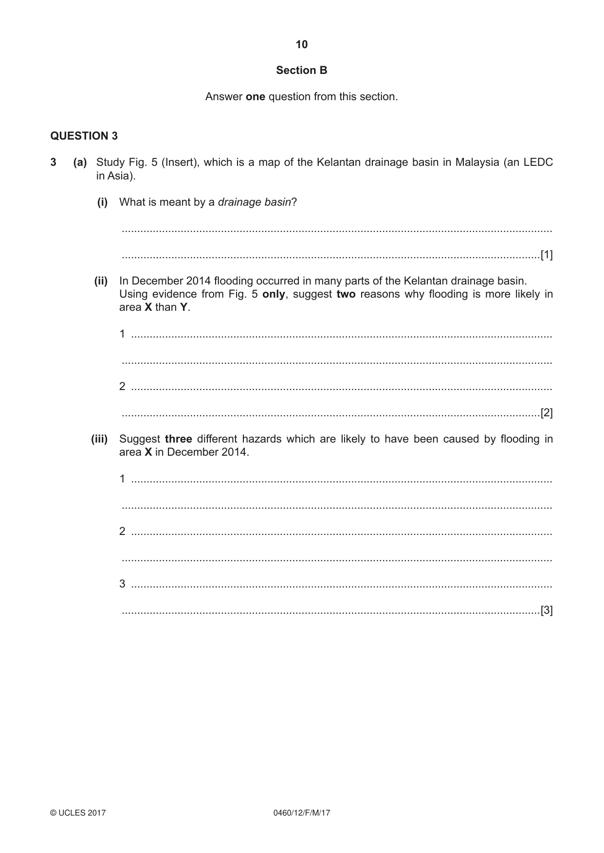 Cambridge IGCSE Geography 0460 2017 Feb/March Paper 1 · Variant 2 question paper, page 10 of 28
