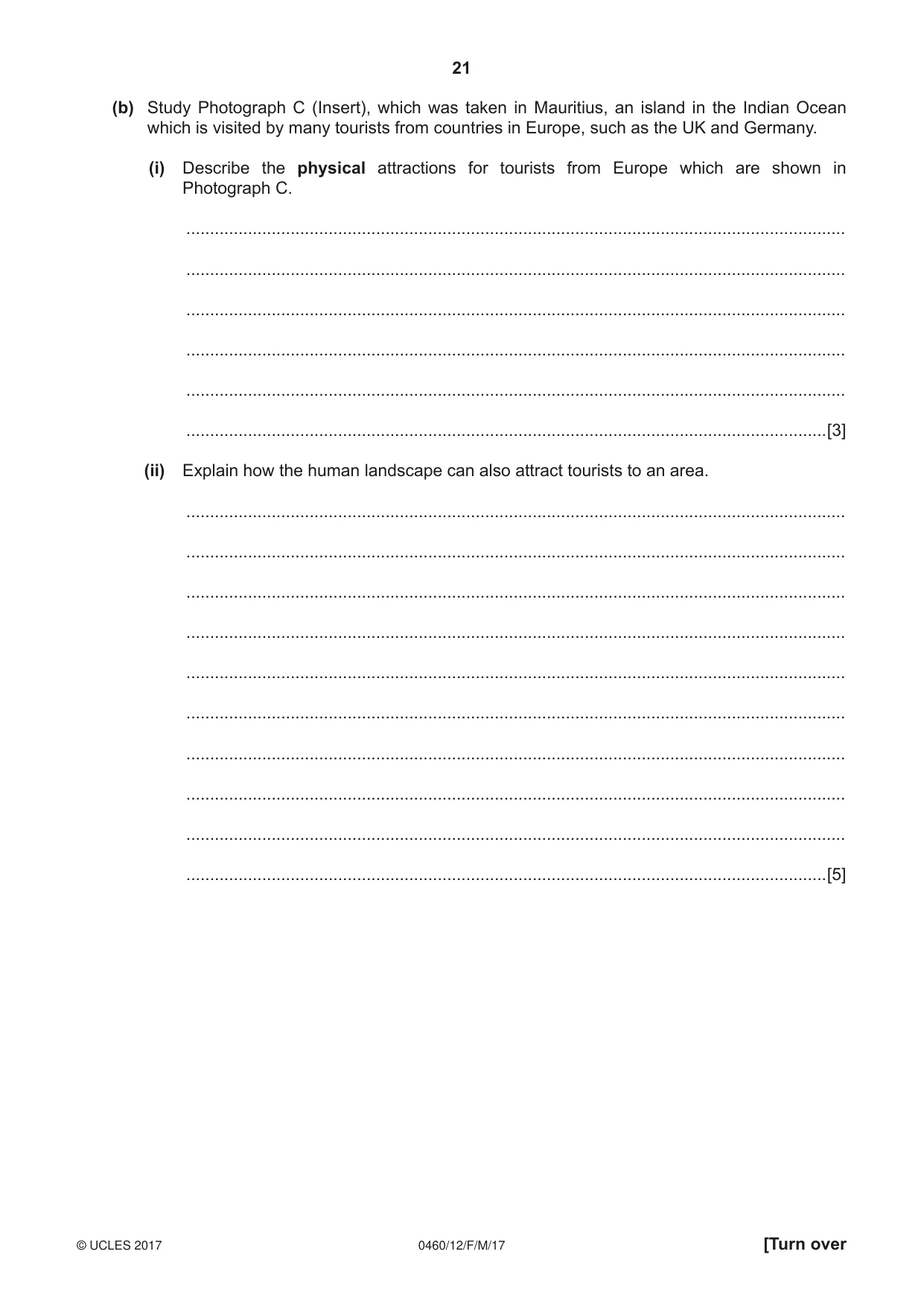 Cambridge IGCSE Geography 0460 2017 Feb/March Paper 1 · Variant 2 question paper, page 21 of 28