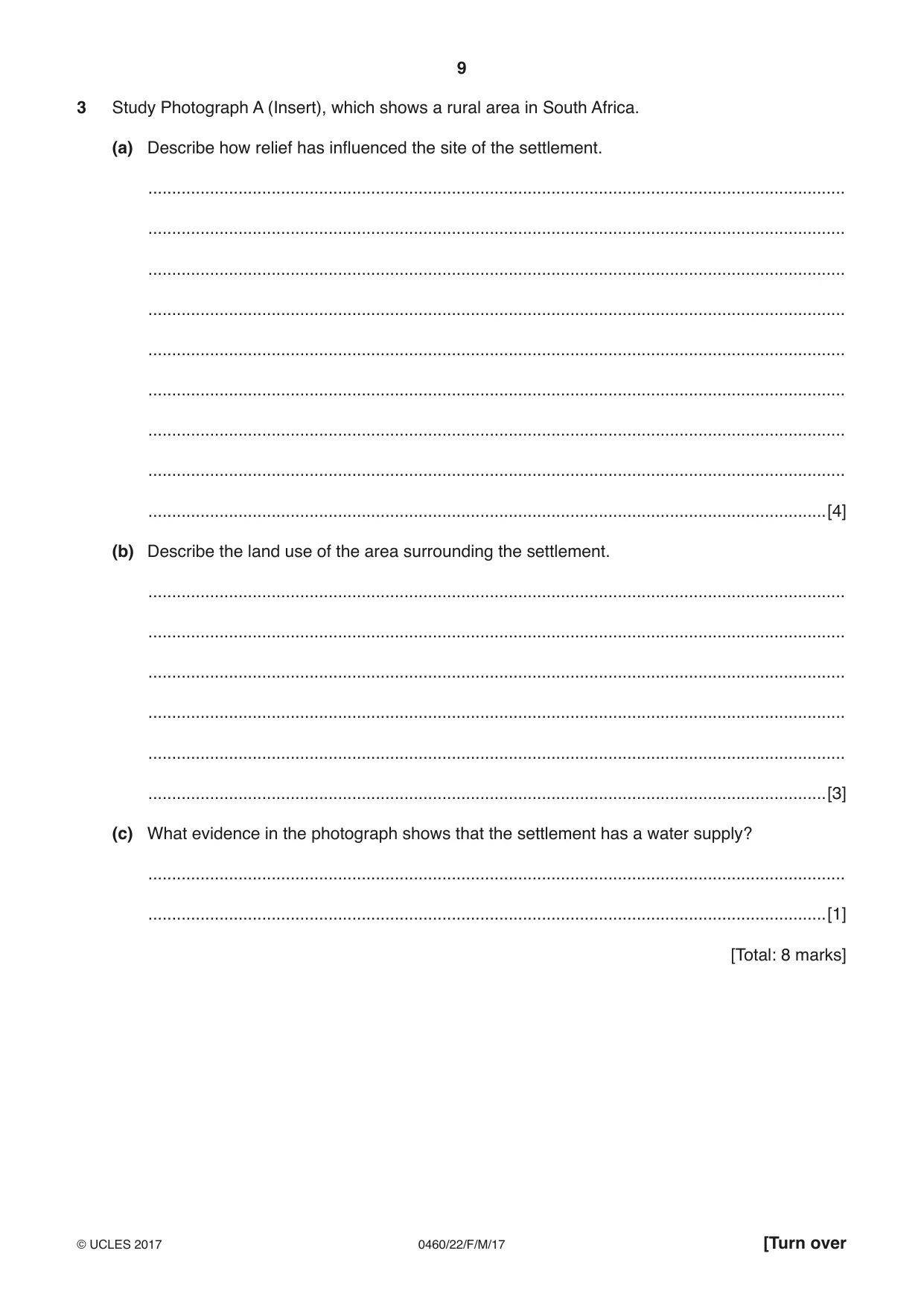 Cambridge IGCSE Geography 0460 2017 Feb/March Paper 2 · Variant 2 question paper, page 9 of 16