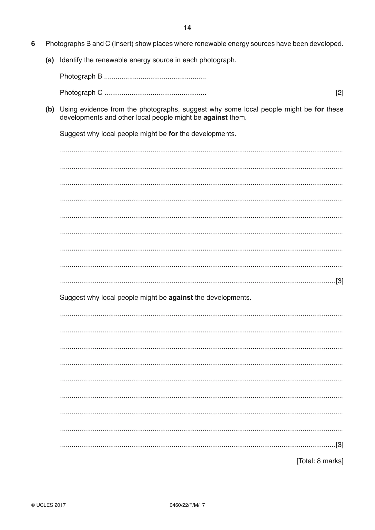 Cambridge IGCSE Geography 0460 2017 Feb/March Paper 2 · Variant 2 question paper, page 14 of 16