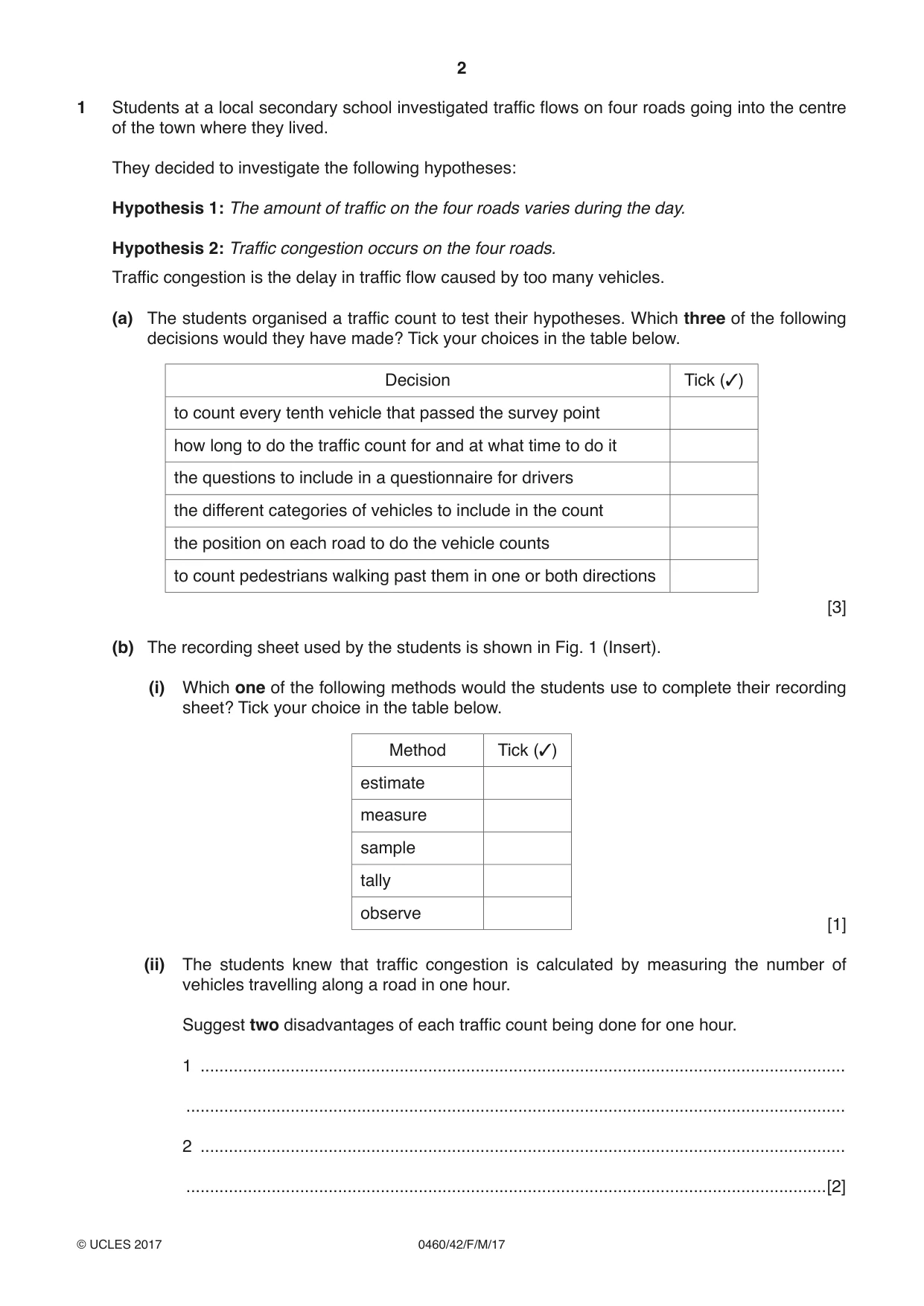 Cambridge IGCSE Geography 0460 2017 Feb/March Paper 4 · Variant 2 question paper, page 2 of 20