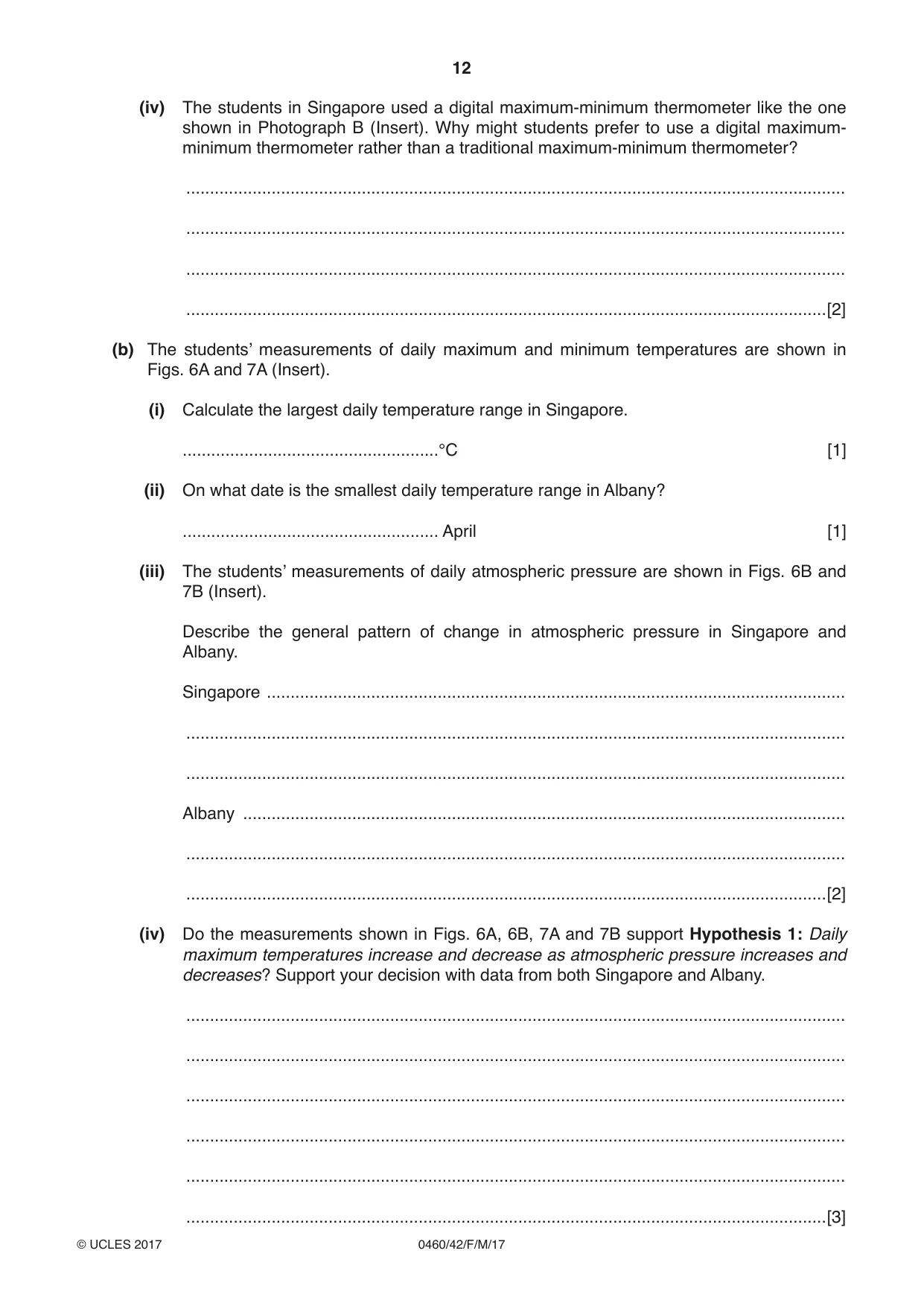 Cambridge IGCSE Geography 0460 2017 Feb/March Paper 4 · Variant 2 question paper, page 12 of 20