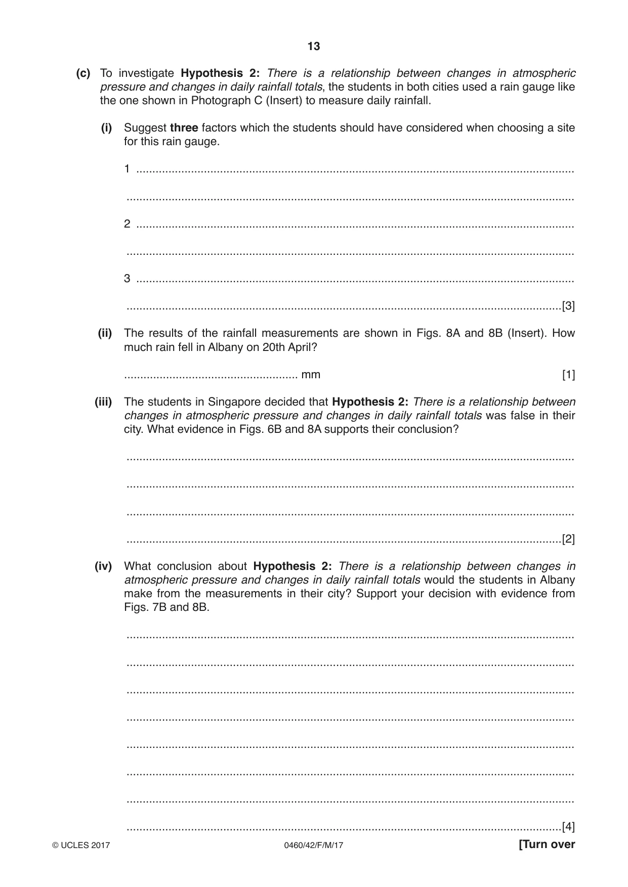 Cambridge IGCSE Geography 0460 2017 Feb/March Paper 4 · Variant 2 question paper, page 13 of 20
