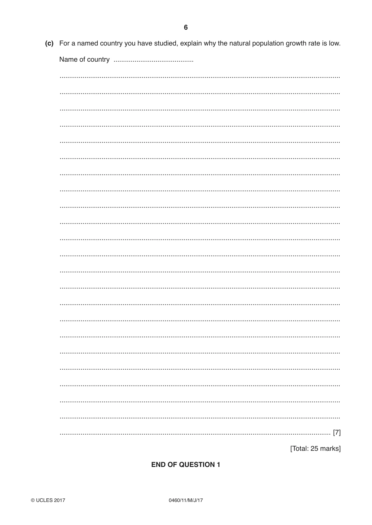 Cambridge IGCSE Geography 0460 2017 May/June Paper 1 · Variant 1 question paper, page 6 of 32