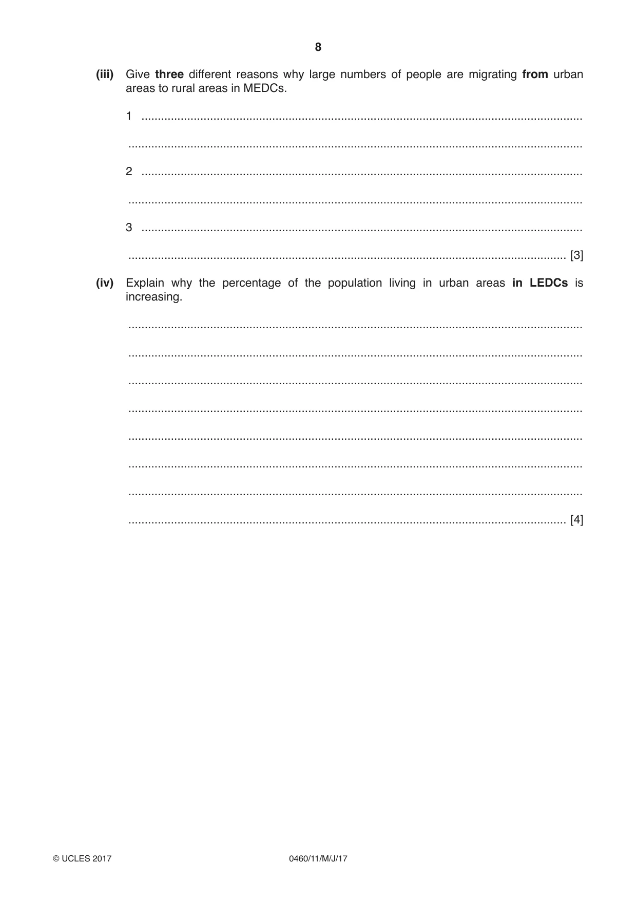 Cambridge IGCSE Geography 0460 2017 May/June Paper 1 · Variant 1 question paper, page 8 of 32