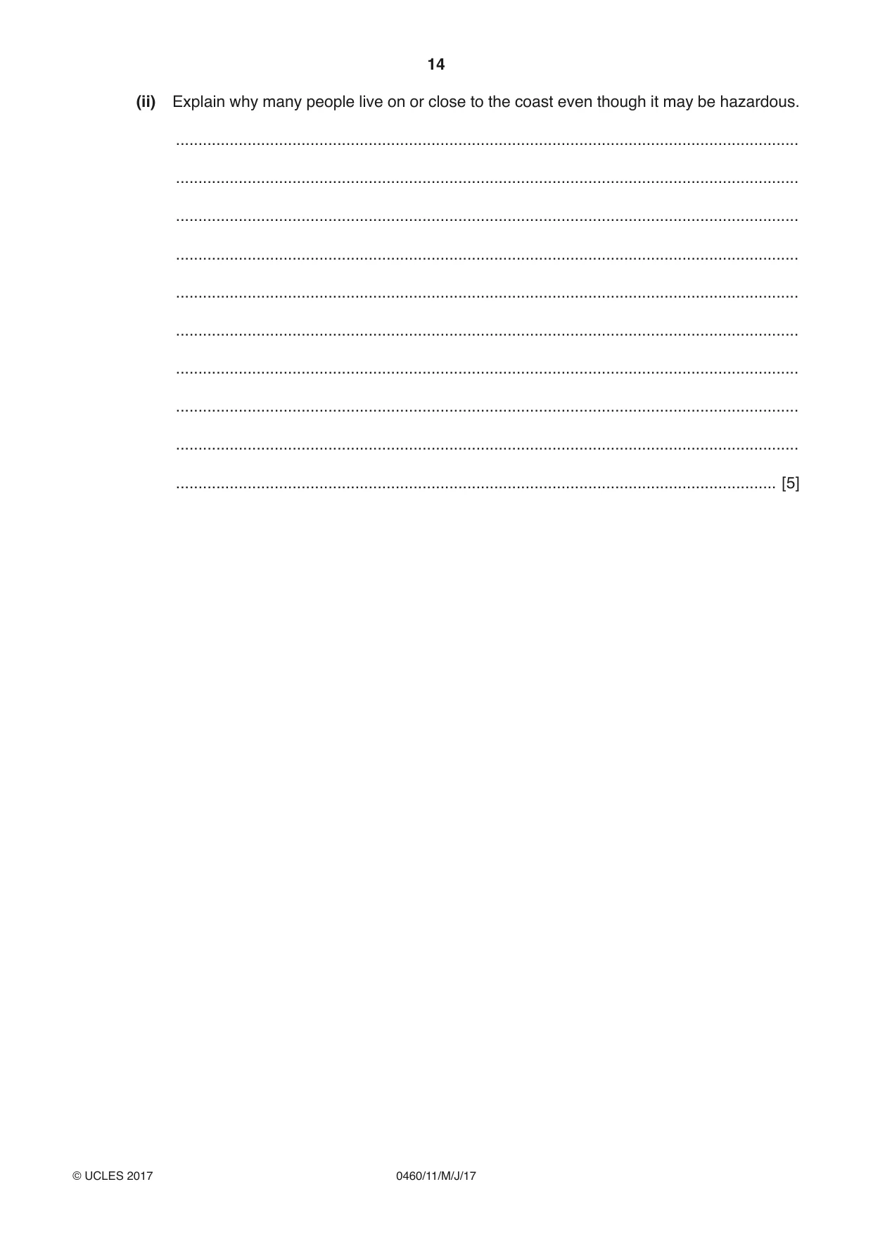 Cambridge IGCSE Geography 0460 2017 May/June Paper 1 · Variant 1 question paper, page 14 of 32