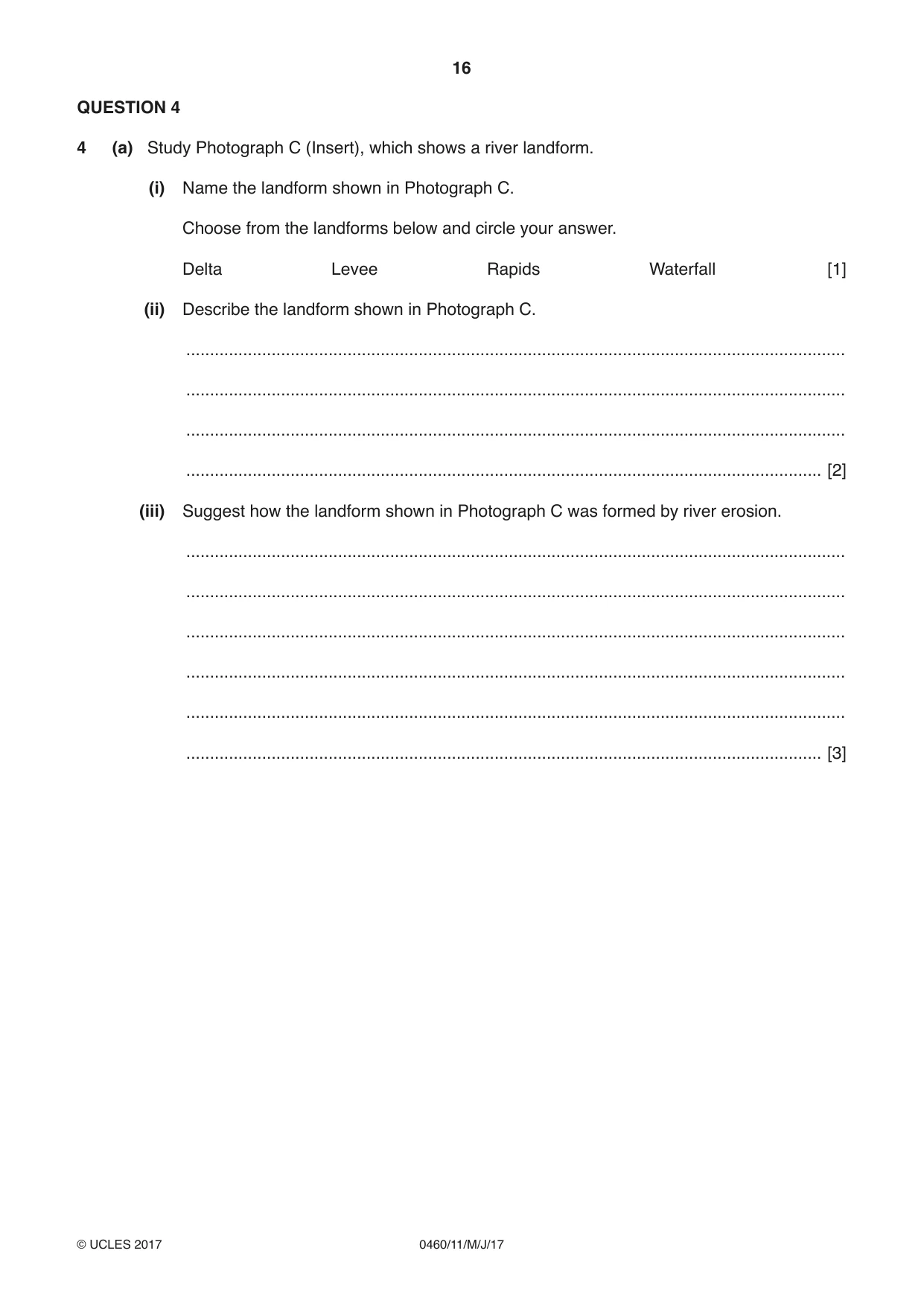 Cambridge IGCSE Geography 0460 2017 May/June Paper 1 · Variant 1 question paper, page 16 of 32