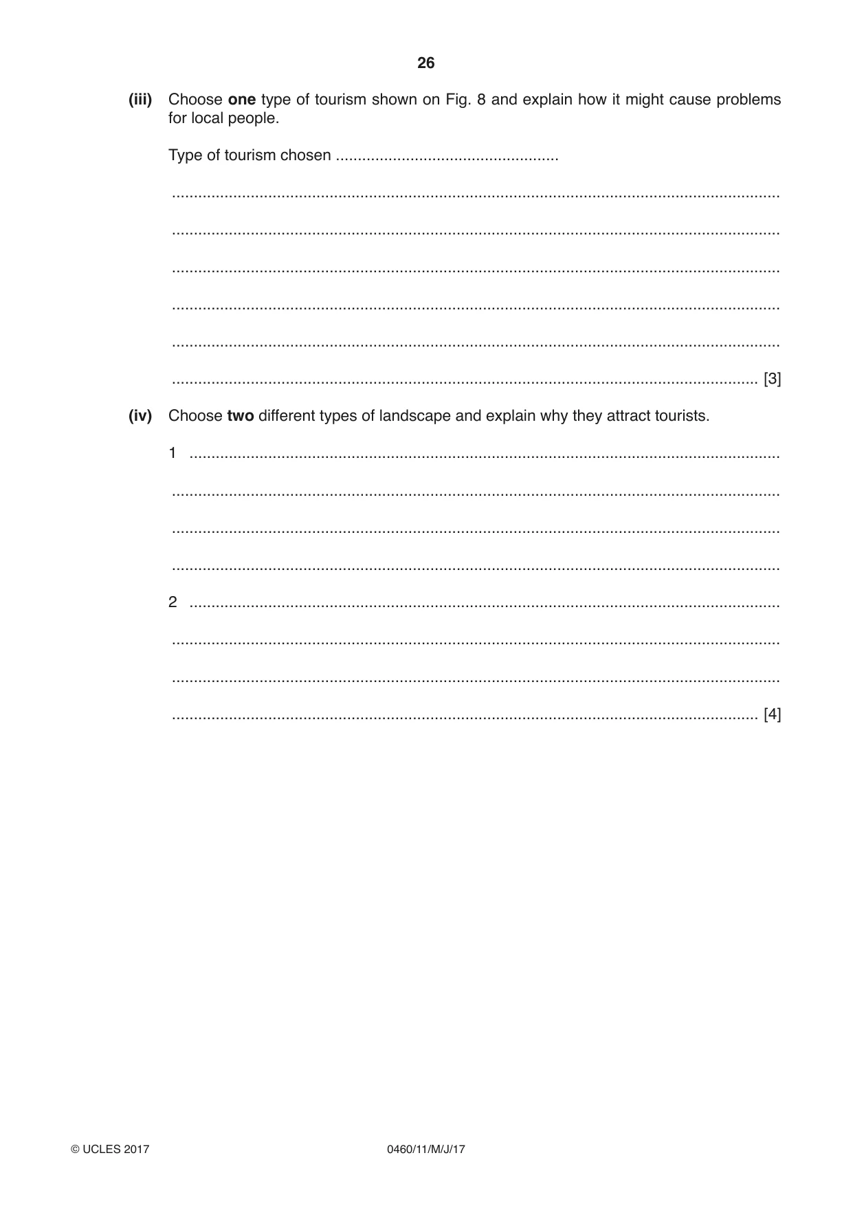 Cambridge IGCSE Geography 0460 2017 May/June Paper 1 · Variant 1 question paper, page 26 of 32