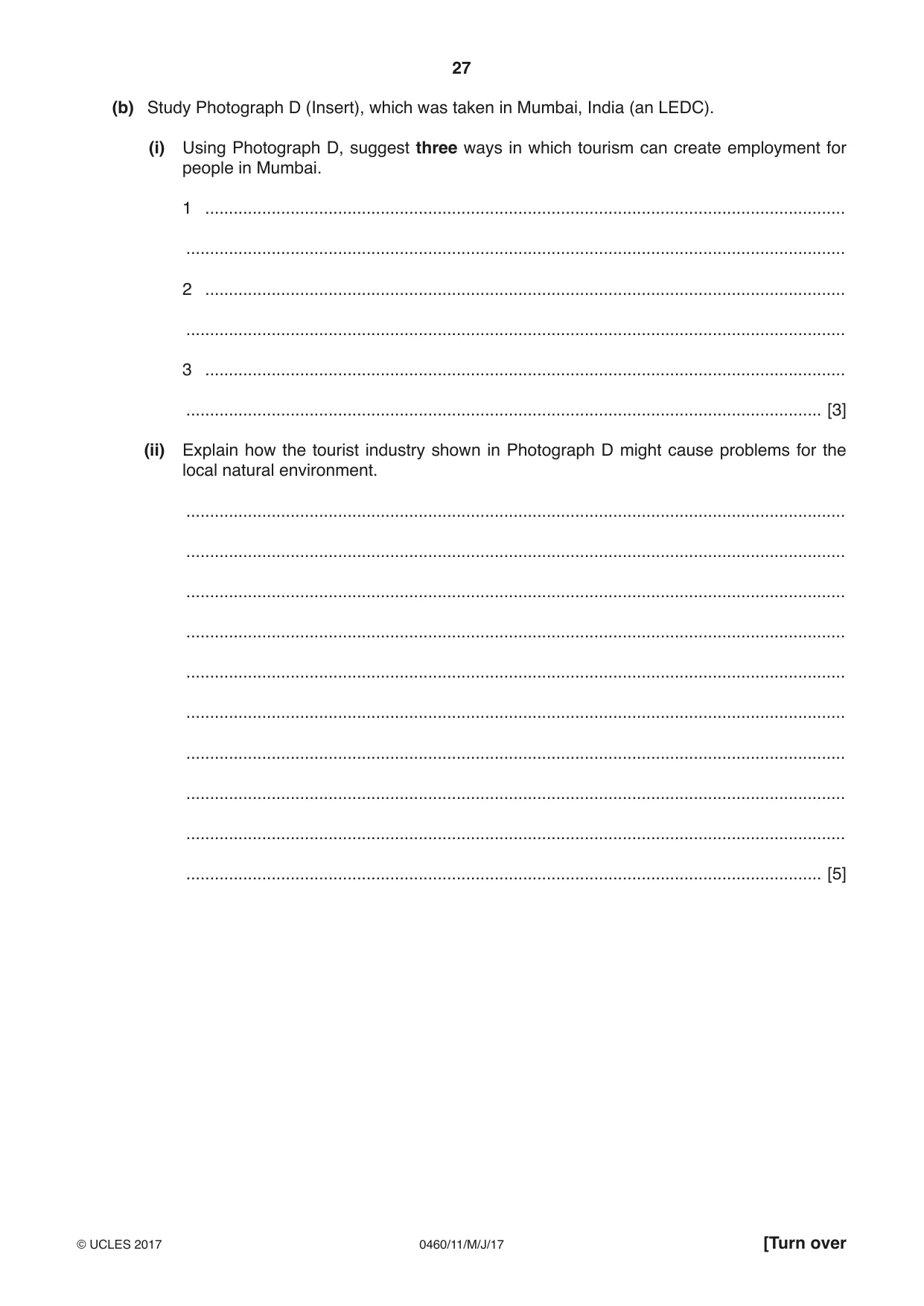 Cambridge IGCSE Geography 0460 2017 May/June Paper 1 · Variant 1 question paper, page 27 of 32
