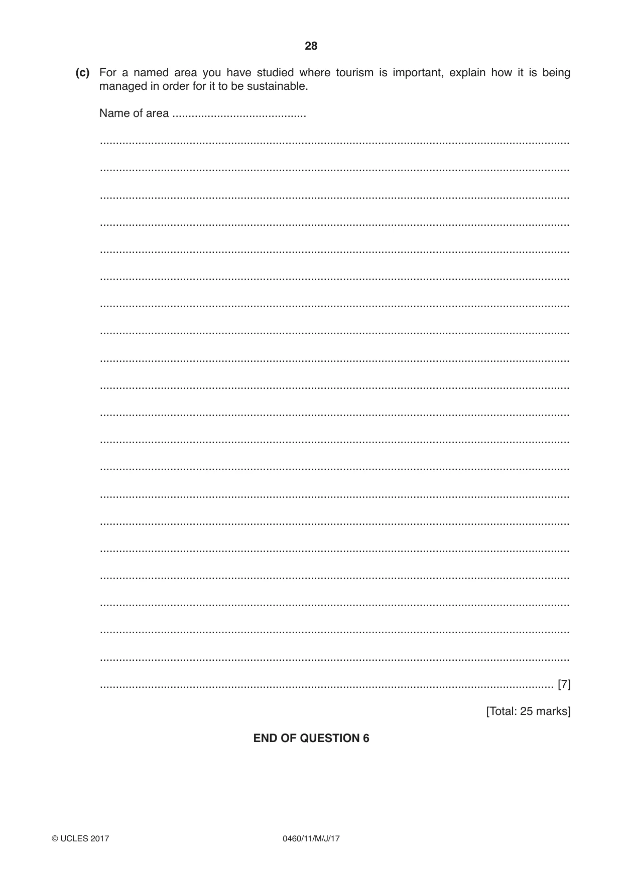 Cambridge IGCSE Geography 0460 2017 May/June Paper 1 · Variant 1 question paper, page 28 of 32