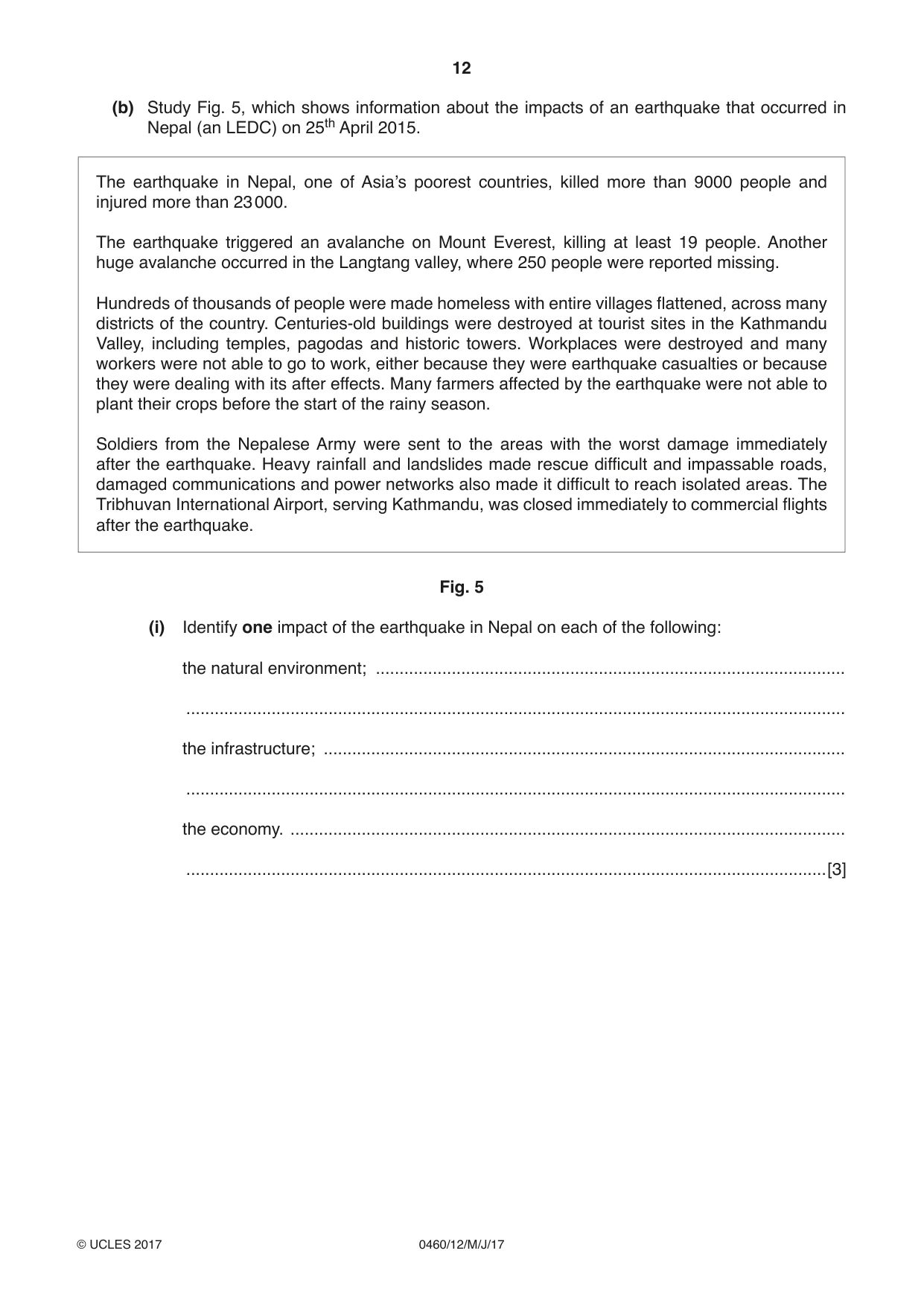 Cambridge IGCSE Geography 0460 2017 May/June Paper 1 · Variant 2 question paper, page 12 of 28