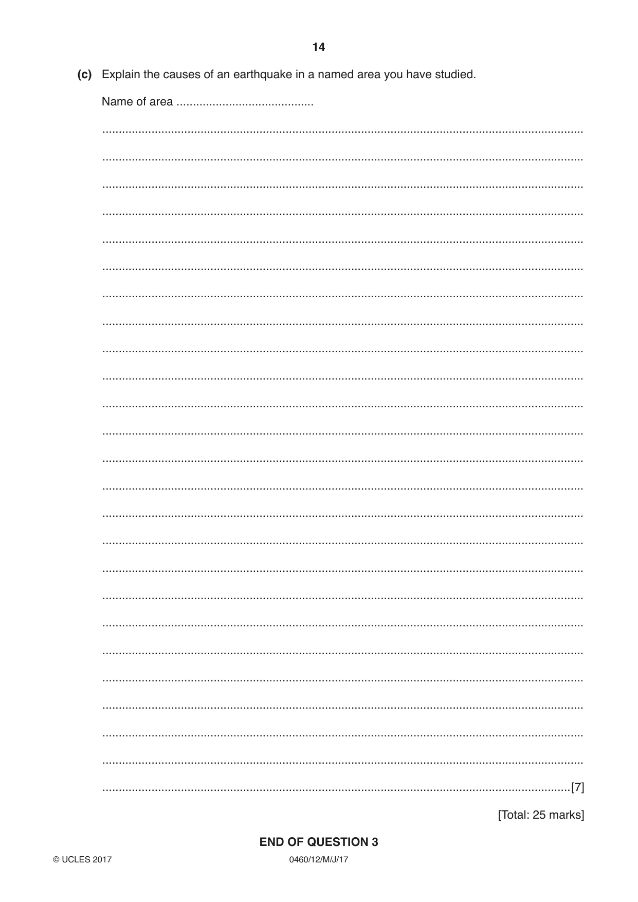 Cambridge IGCSE Geography 0460 2017 May/June Paper 1 · Variant 2 question paper, page 14 of 28
