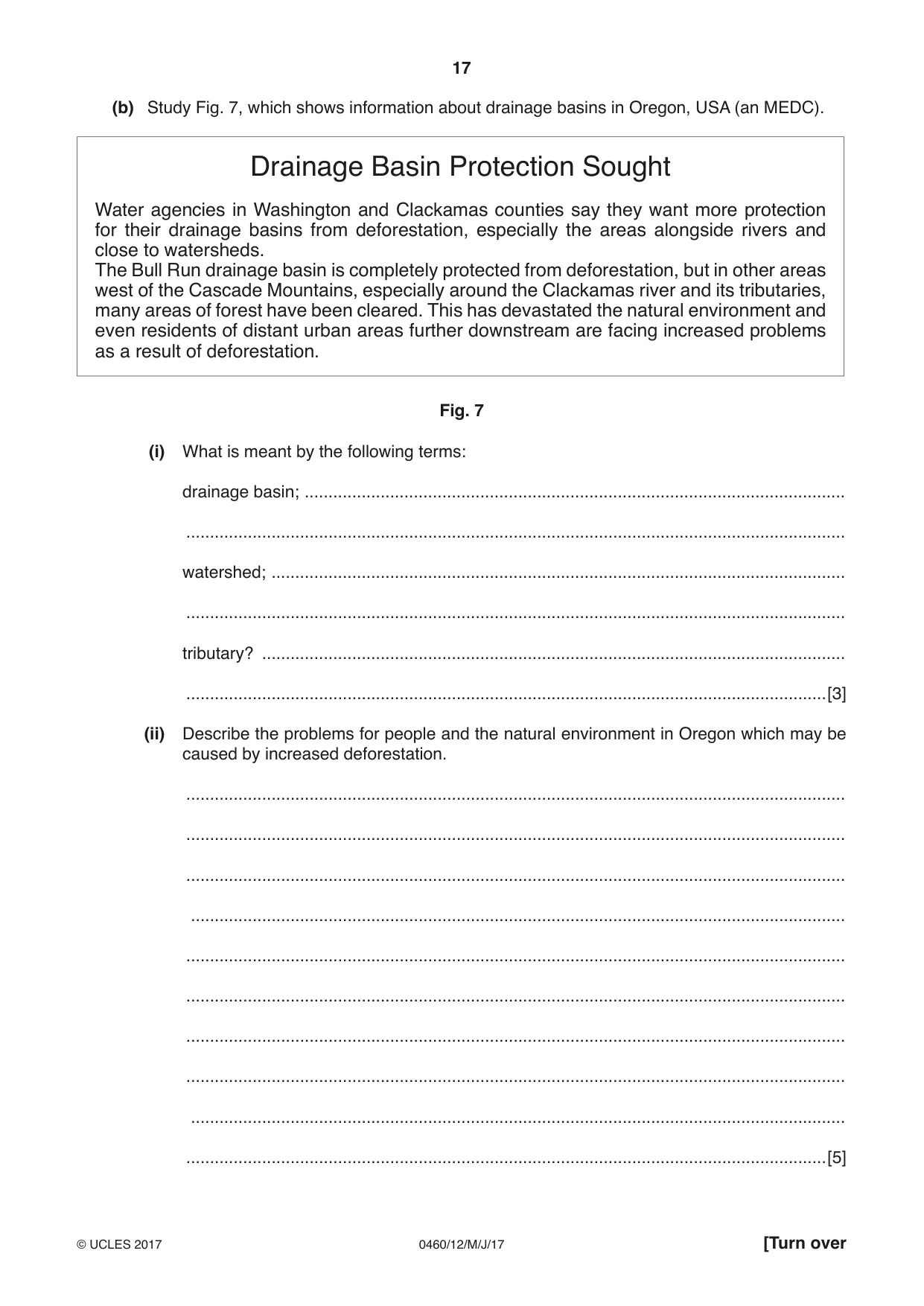 Cambridge IGCSE Geography 0460 2017 May/June Paper 1 · Variant 2 question paper, page 17 of 28