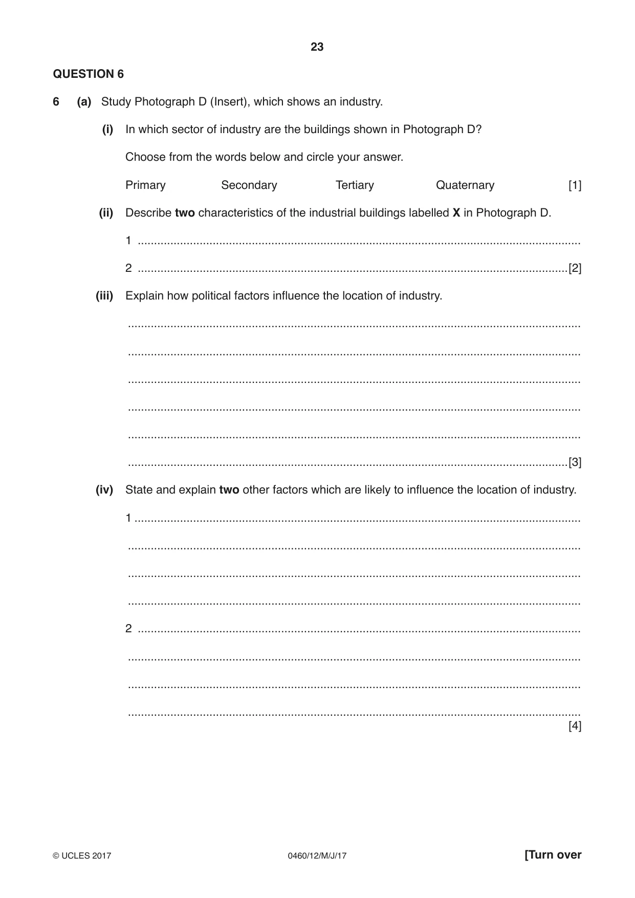 Cambridge IGCSE Geography 0460 2017 May/June Paper 1 · Variant 2 question paper, page 23 of 28