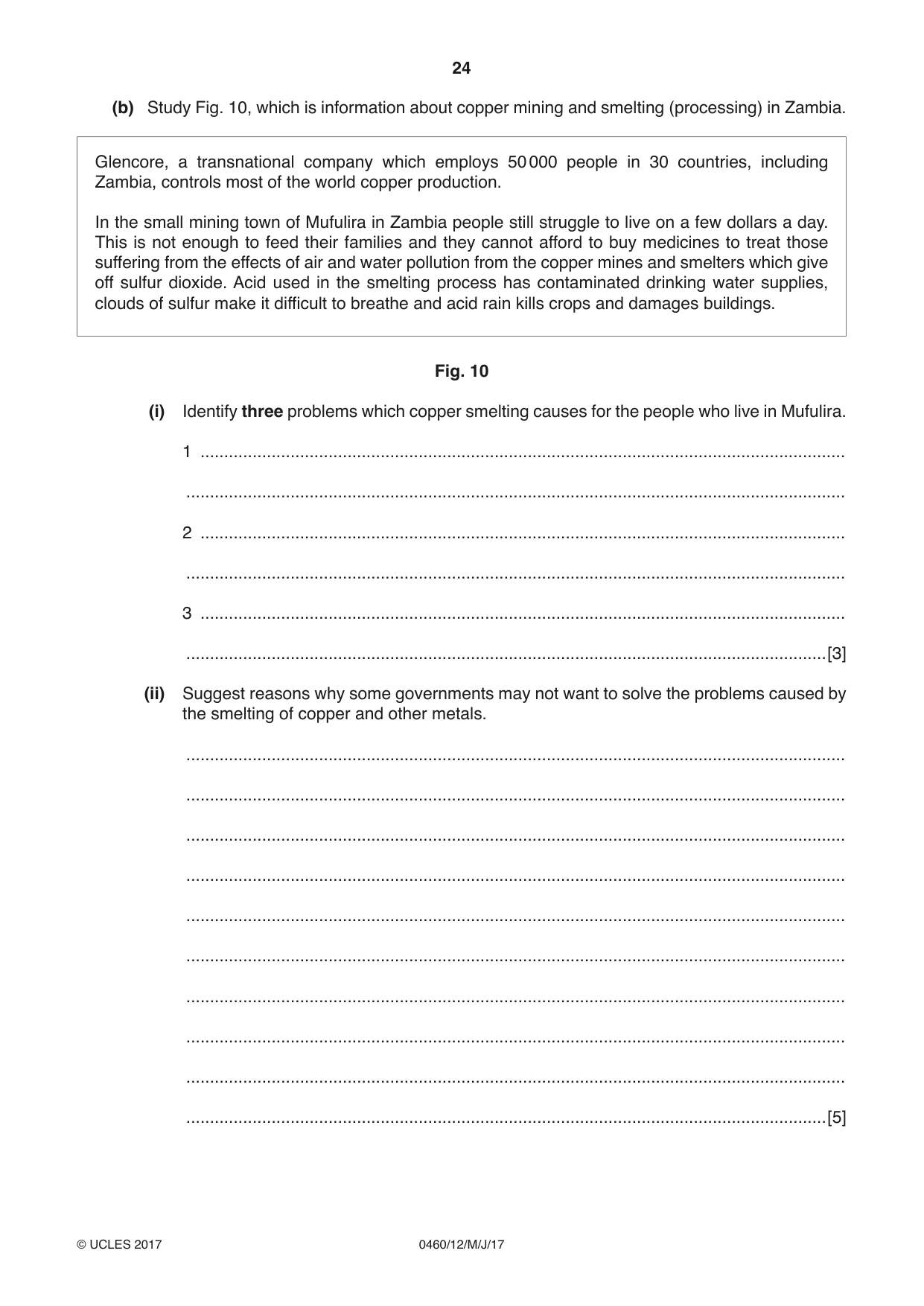 Cambridge IGCSE Geography 0460 2017 May/June Paper 1 · Variant 2 question paper, page 24 of 28