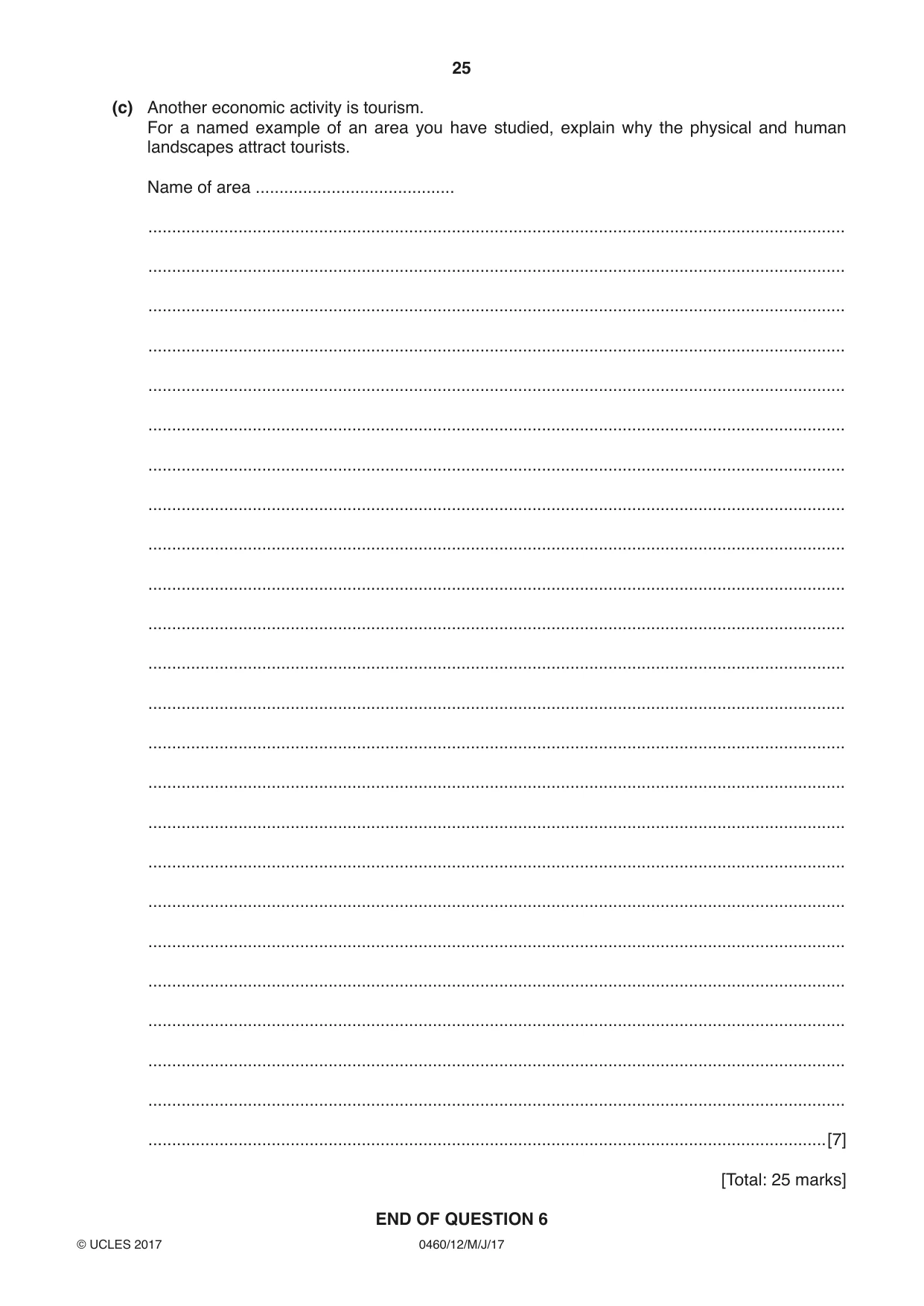 Cambridge IGCSE Geography 0460 2017 May/June Paper 1 · Variant 2 question paper, page 25 of 28