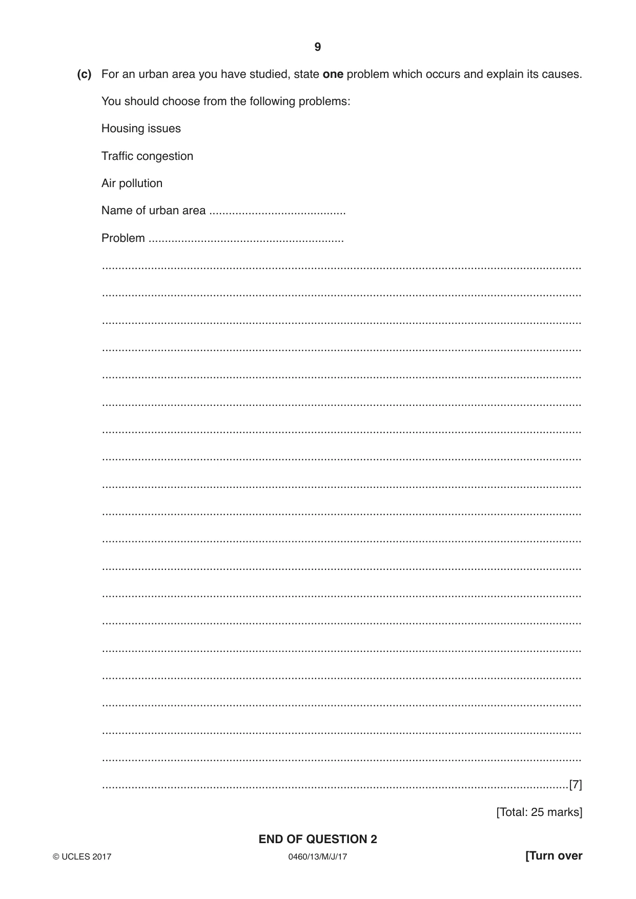 Cambridge IGCSE Geography 0460 2017 May/June Paper 1 · Variant 3 question paper, page 9 of 28
