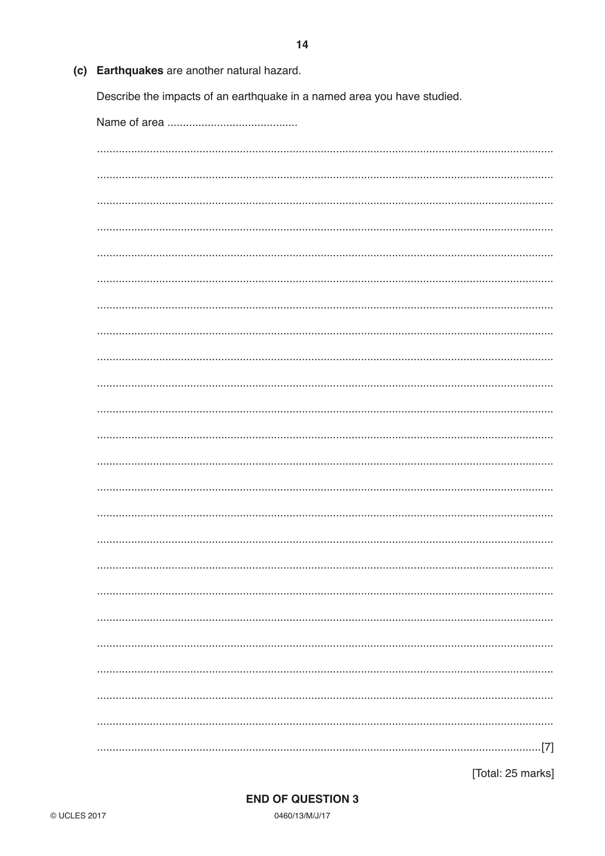 Cambridge IGCSE Geography 0460 2017 May/June Paper 1 · Variant 3 question paper, page 14 of 28