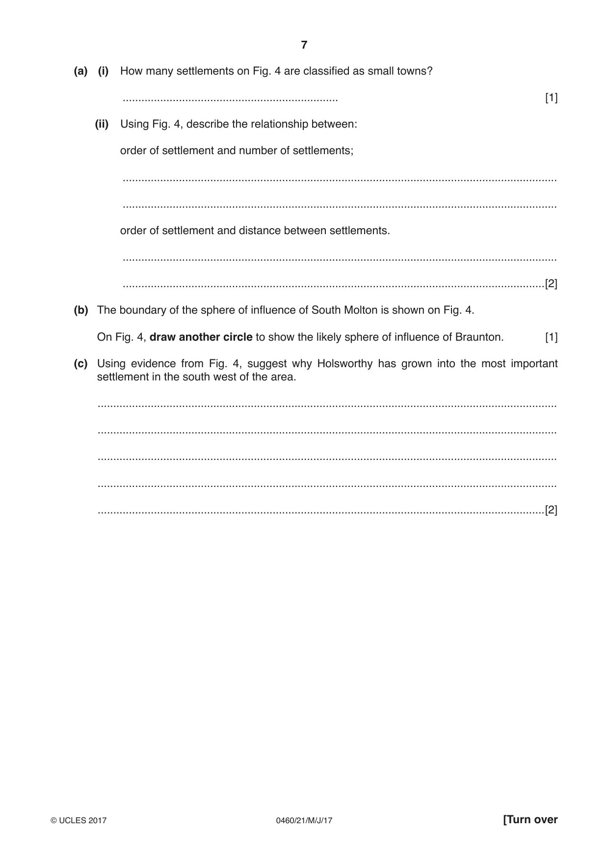 Cambridge IGCSE Geography 0460 2017 May/June Paper 2 · Variant 1 question paper, page 7 of 20