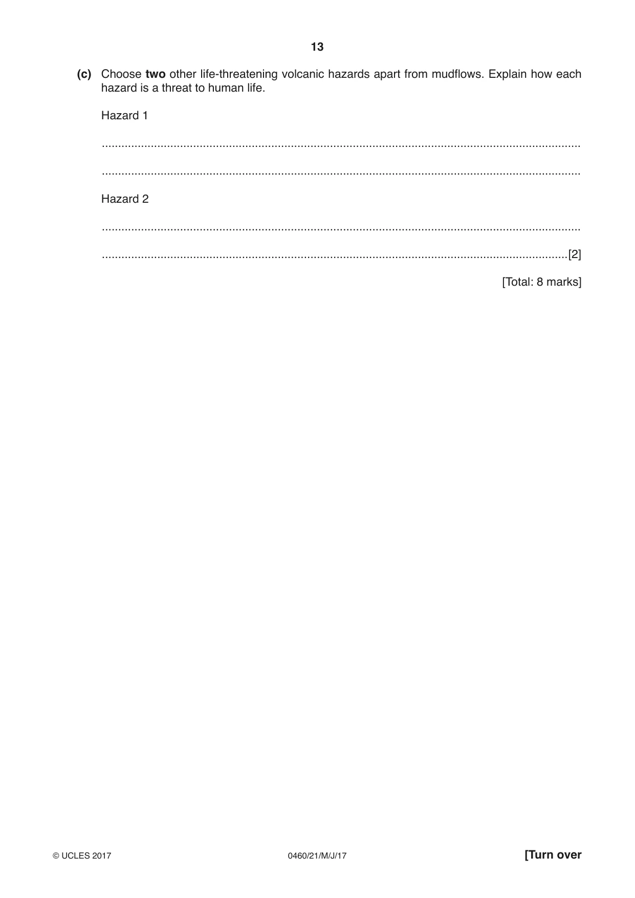 Cambridge IGCSE Geography 0460 2017 May/June Paper 2 · Variant 1 question paper, page 13 of 20