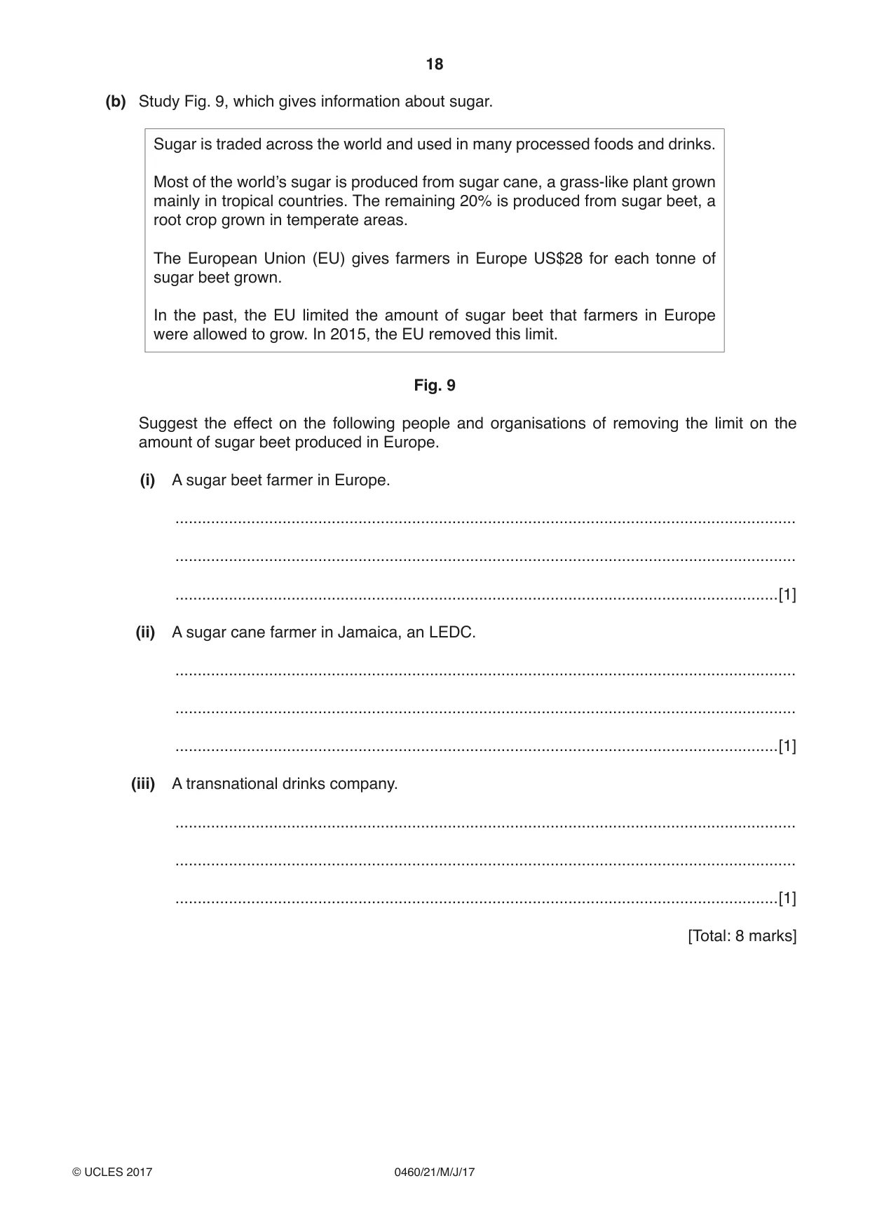 Cambridge IGCSE Geography 0460 2017 May/June Paper 2 · Variant 1 question paper, page 18 of 20