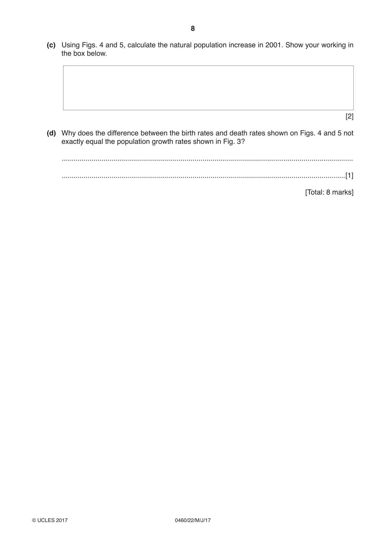 Cambridge IGCSE Geography 0460 2017 May/June Paper 2 · Variant 2 question paper, page 8 of 20