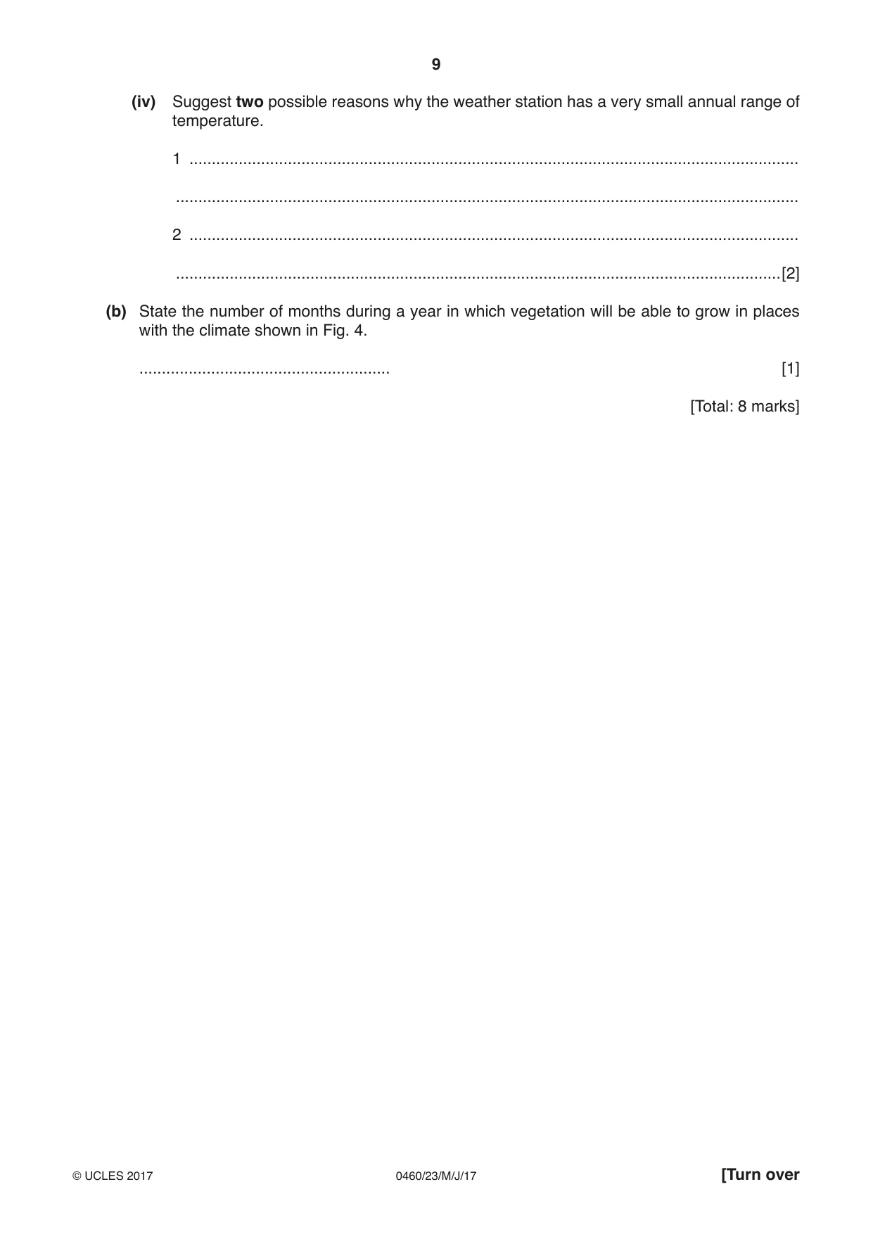 Cambridge IGCSE Geography 0460 2017 May/June Paper 2 · Variant 3 question paper, page 9 of 16