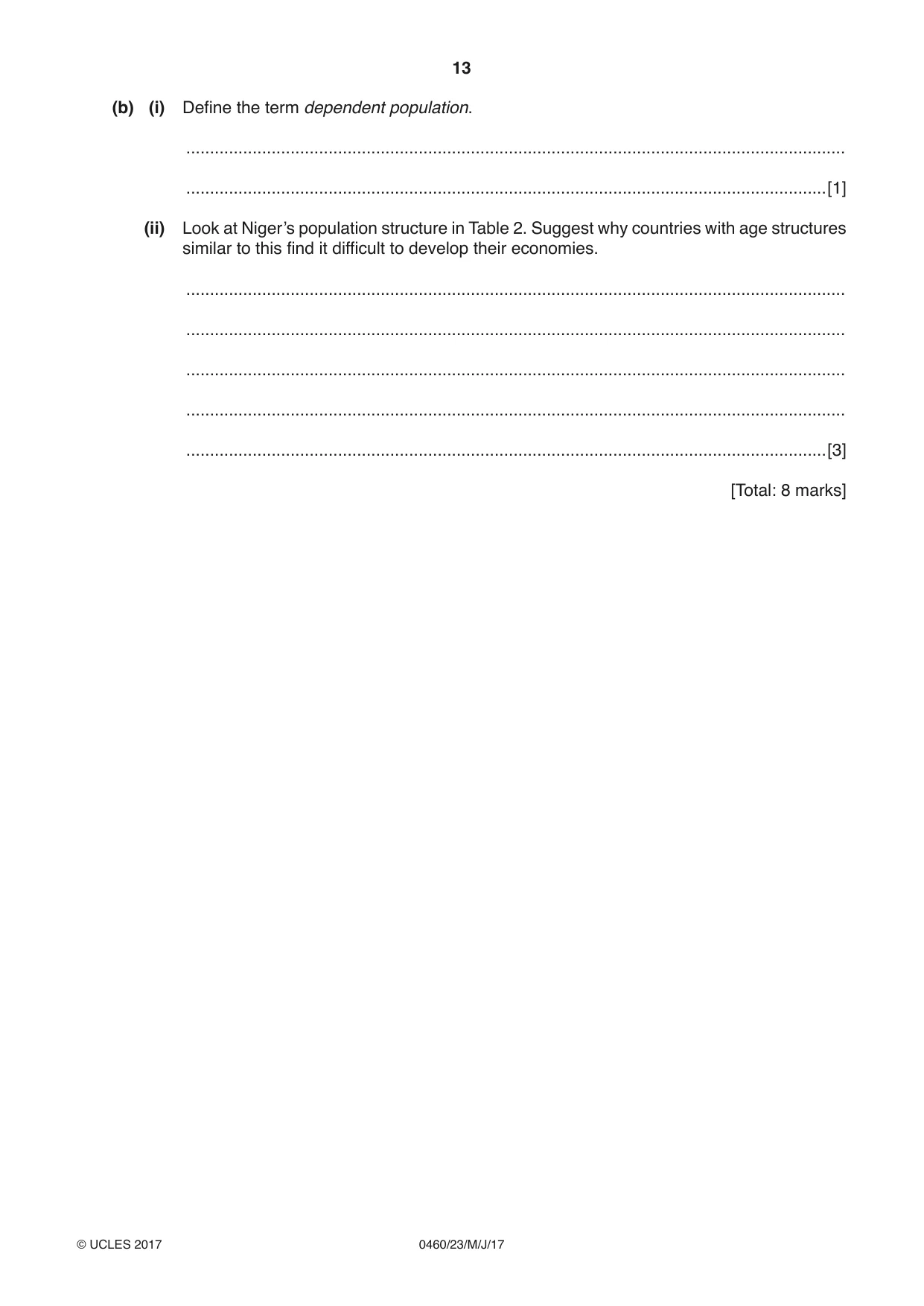 Cambridge IGCSE Geography 0460 2017 May/June Paper 2 · Variant 3 question paper, page 13 of 16