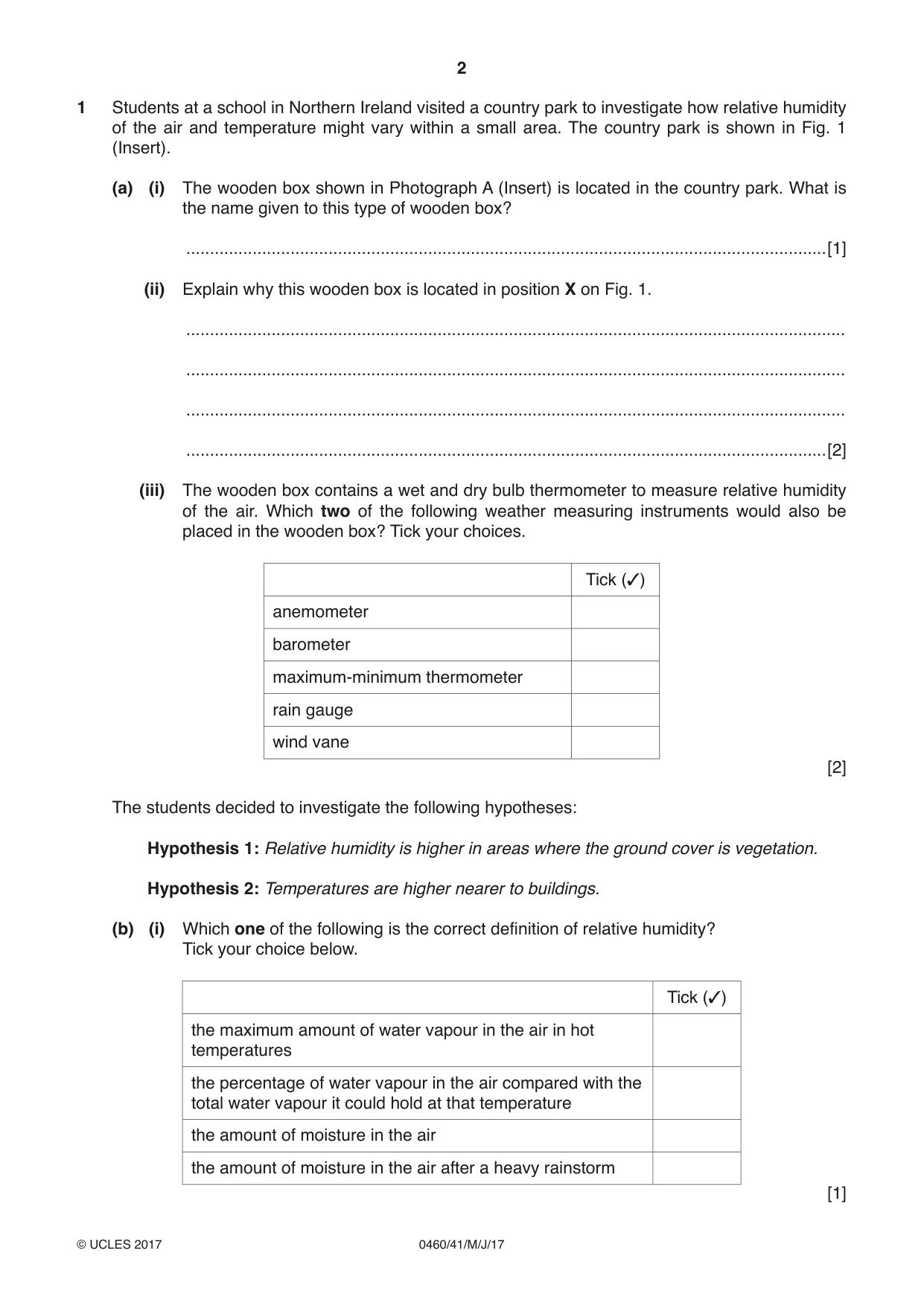 Cambridge IGCSE Geography 0460 2017 May/June Paper 4 · Variant 1 question paper, page 2 of 16