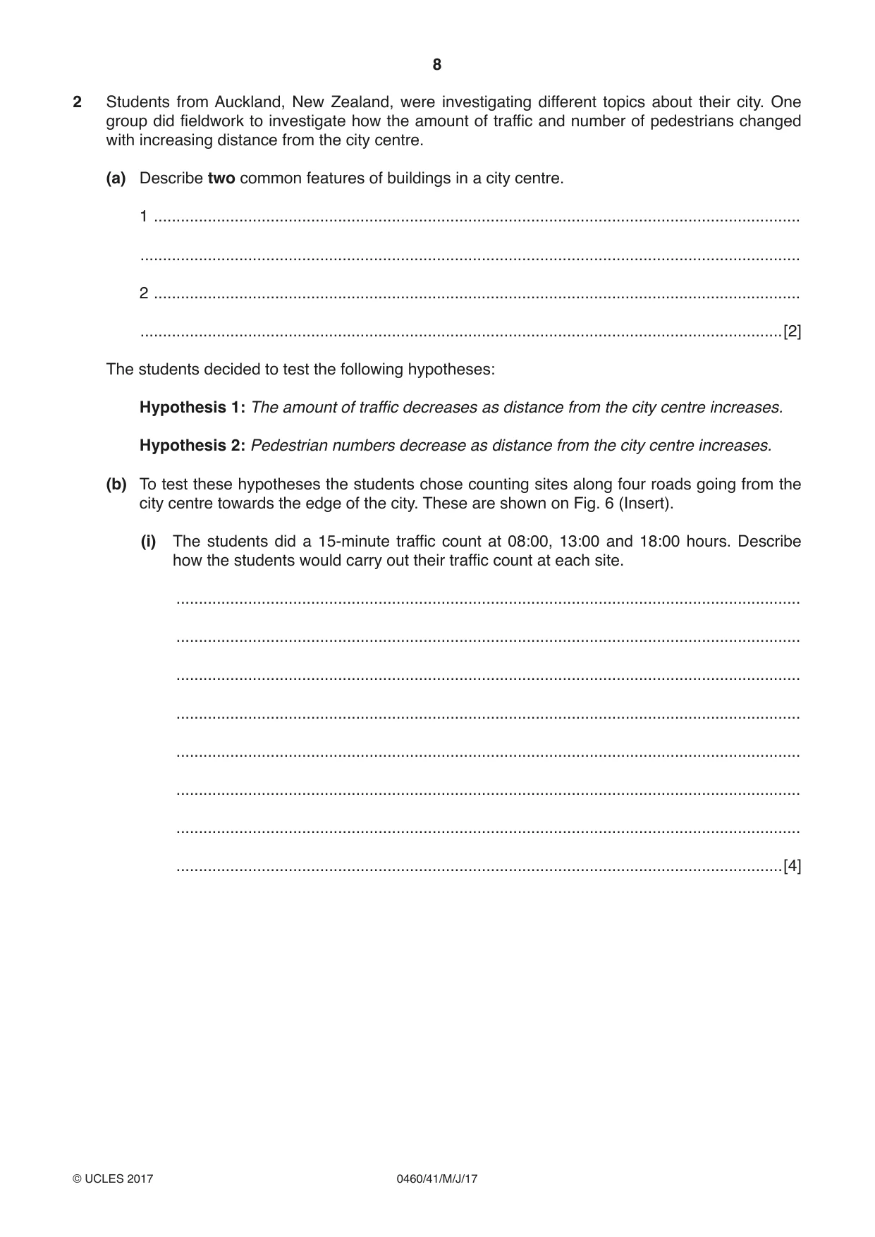 Cambridge IGCSE Geography 0460 2017 May/June Paper 4 · Variant 1 question paper, page 8 of 16